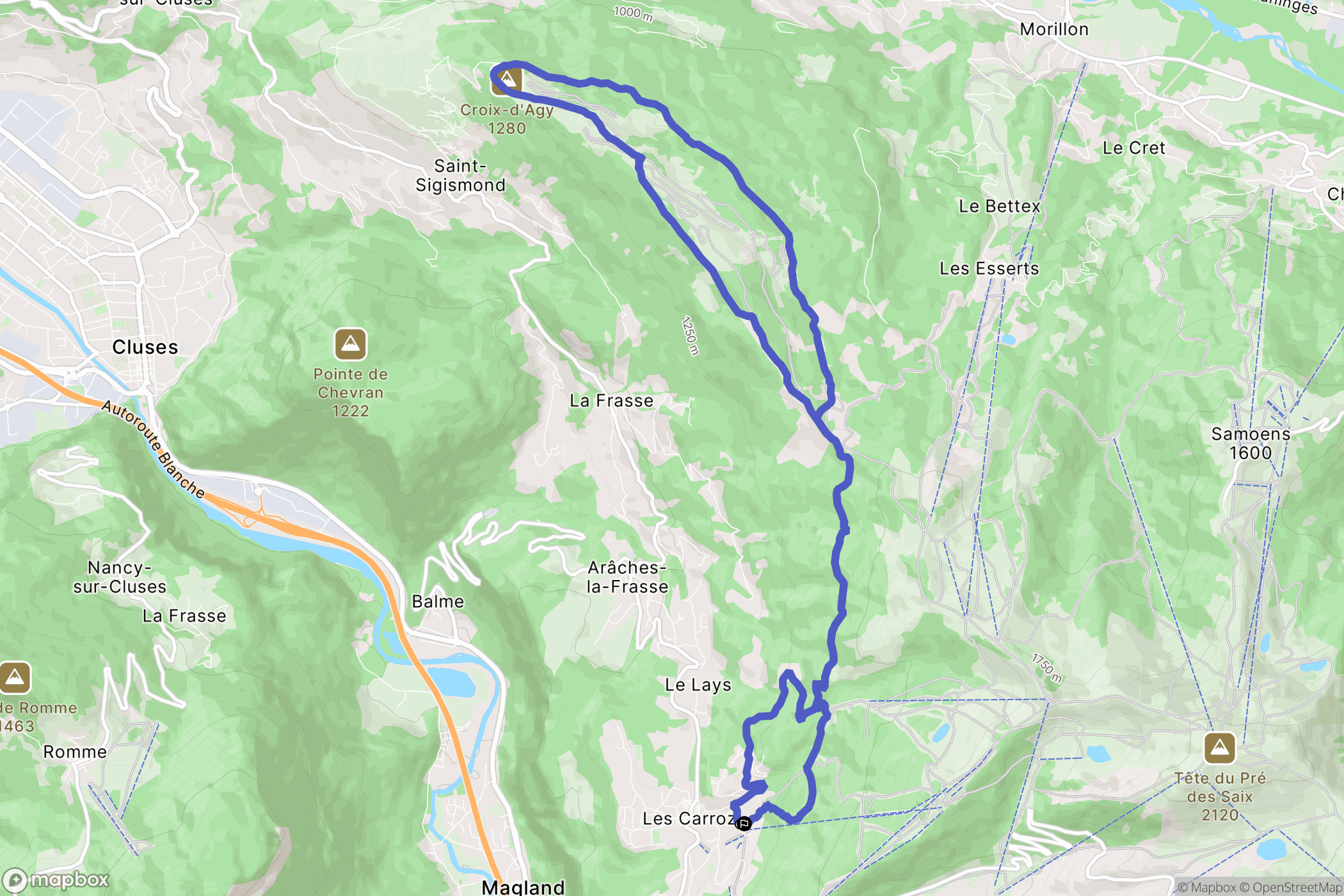 Arâches-la-Frasse : carte du parcours de randonnée - France
