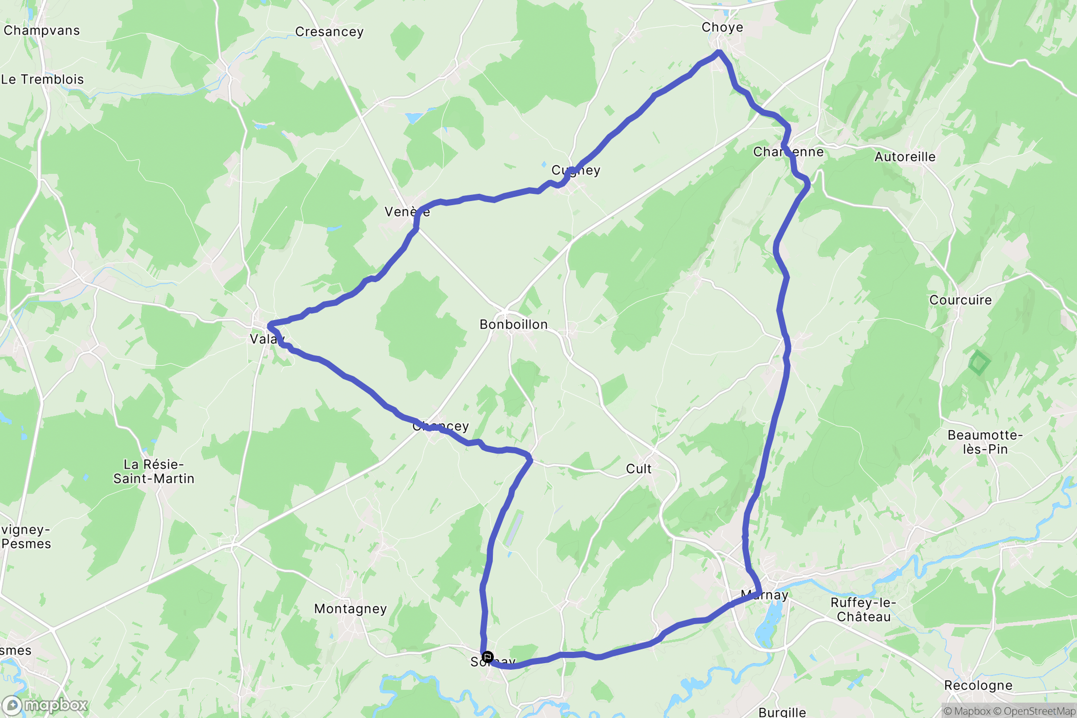 Sornay : carte du parcours de randonnée - France