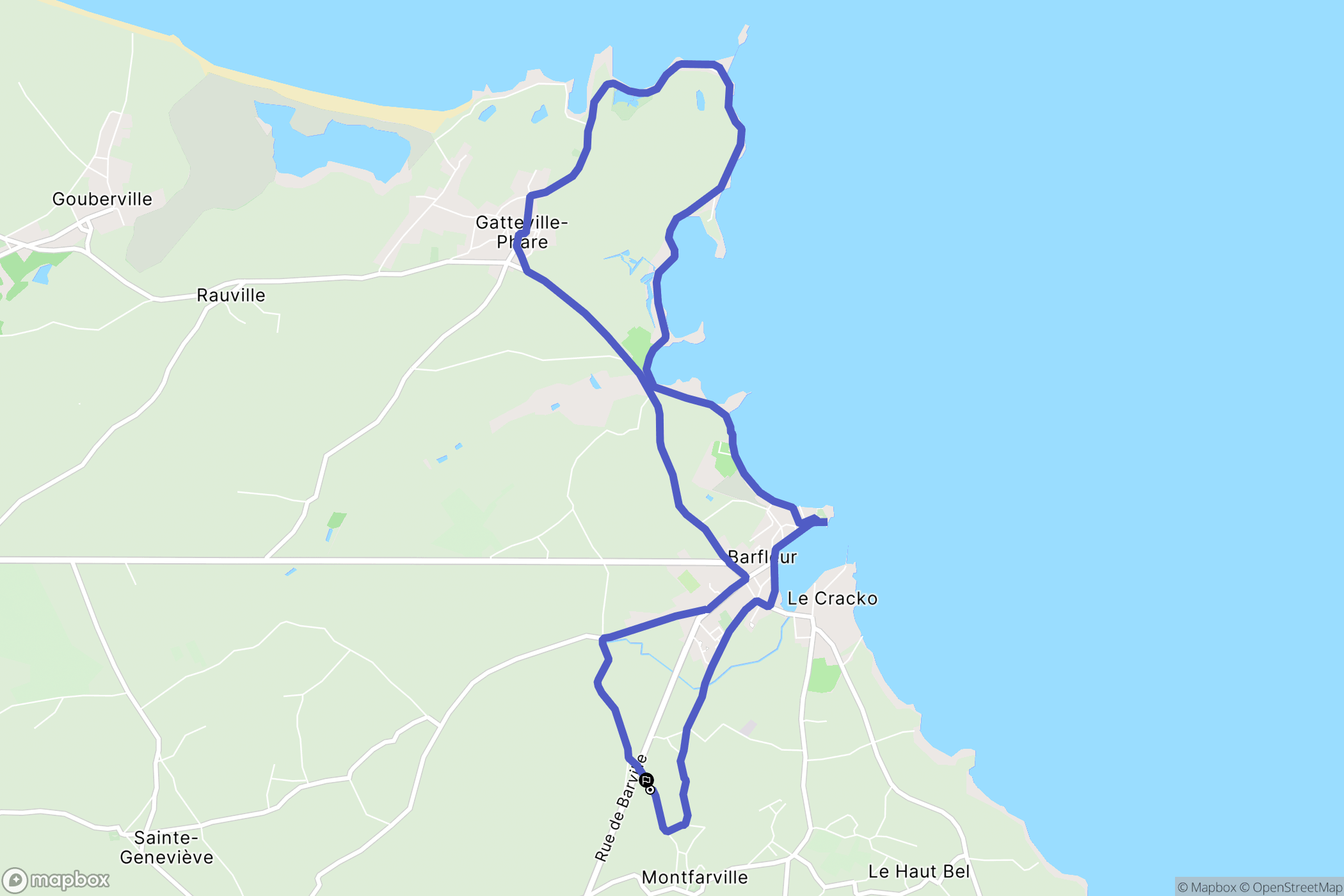 Montfarville : carte du parcours de randonnée - France