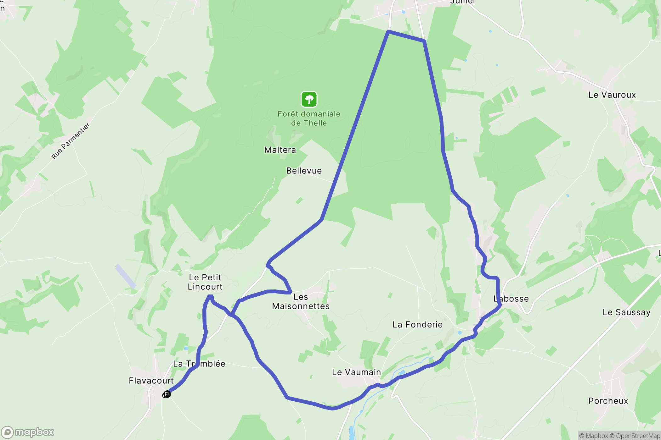 Flavacourt : carte du parcours de randonnée - France
