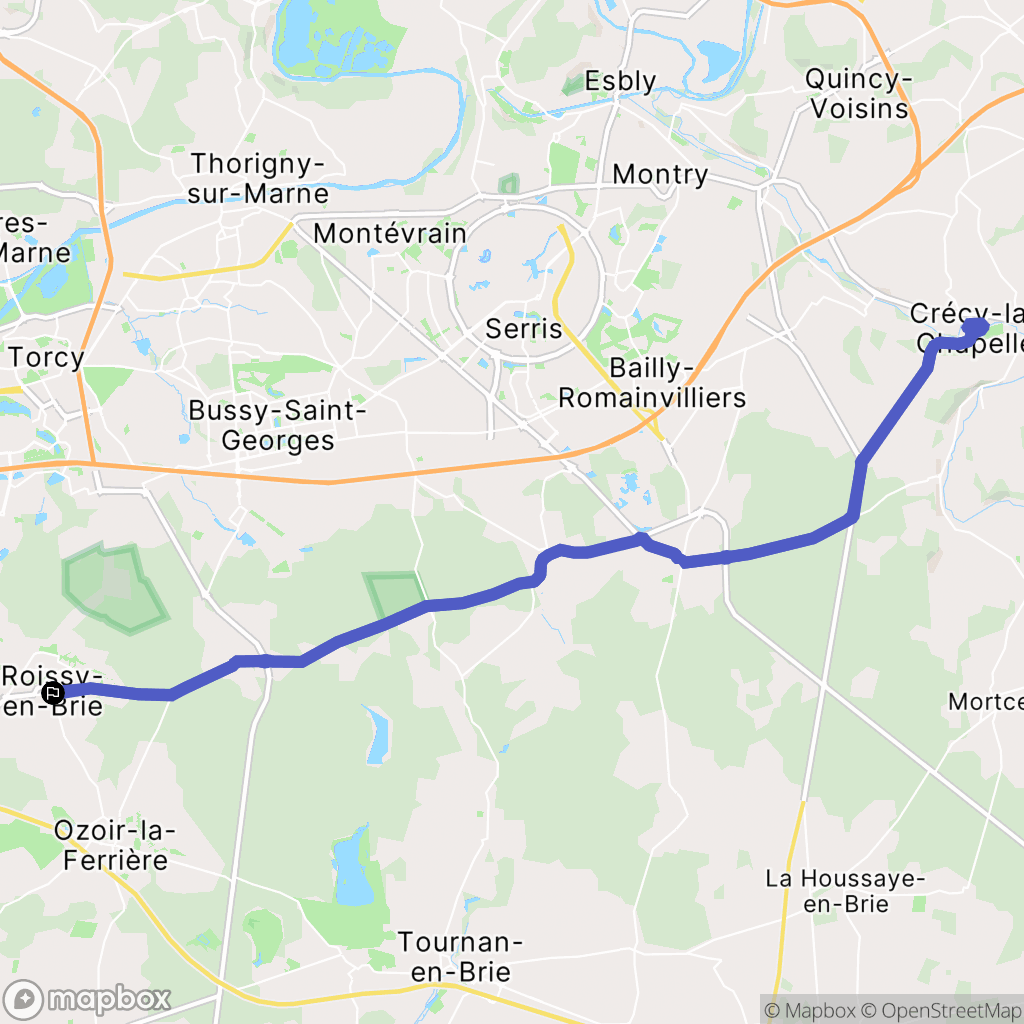 Roissy-en-Brie : carte du parcours de randonnée - France