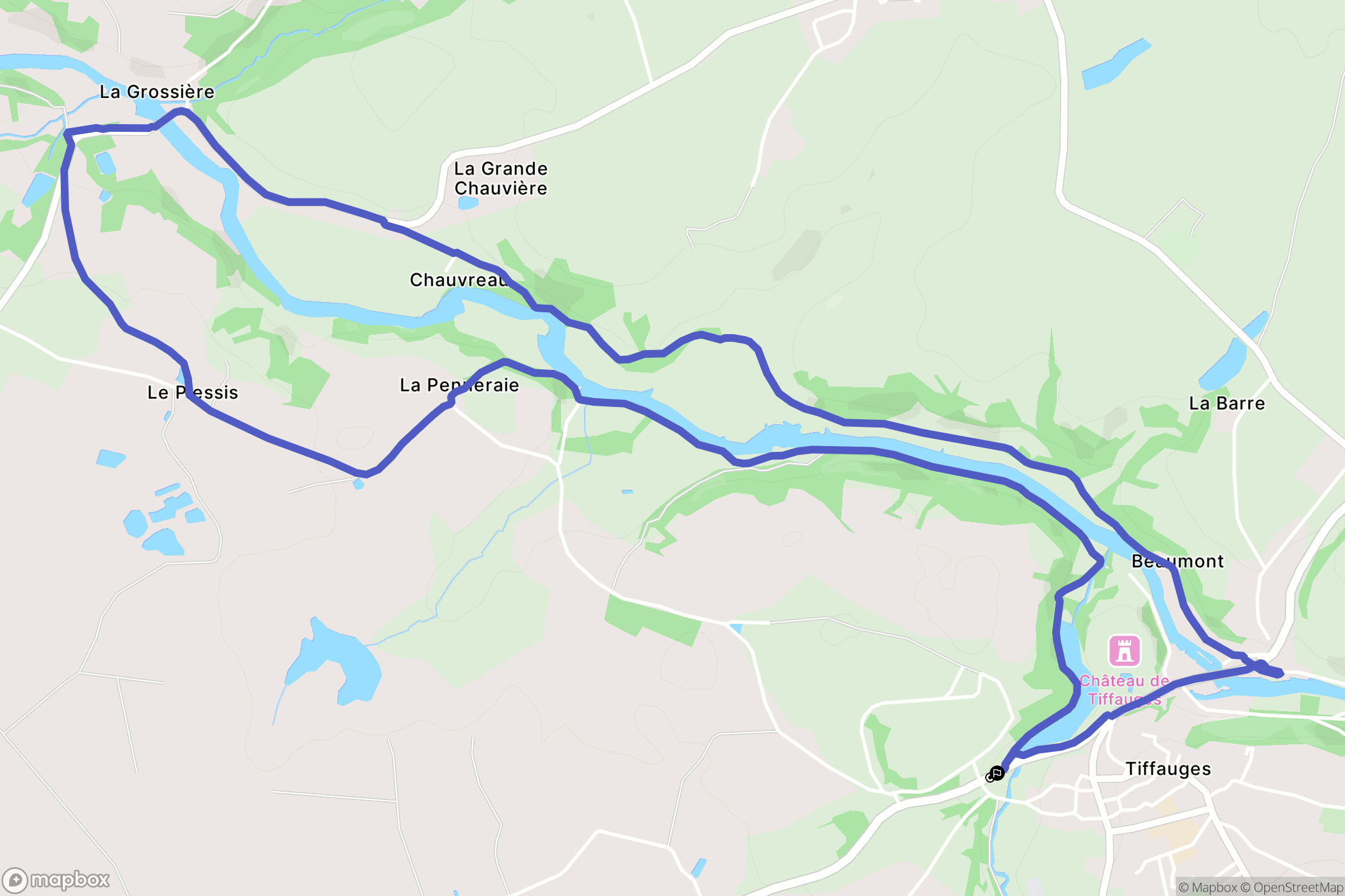 Tiffauges : carte du parcours de randonnée - France