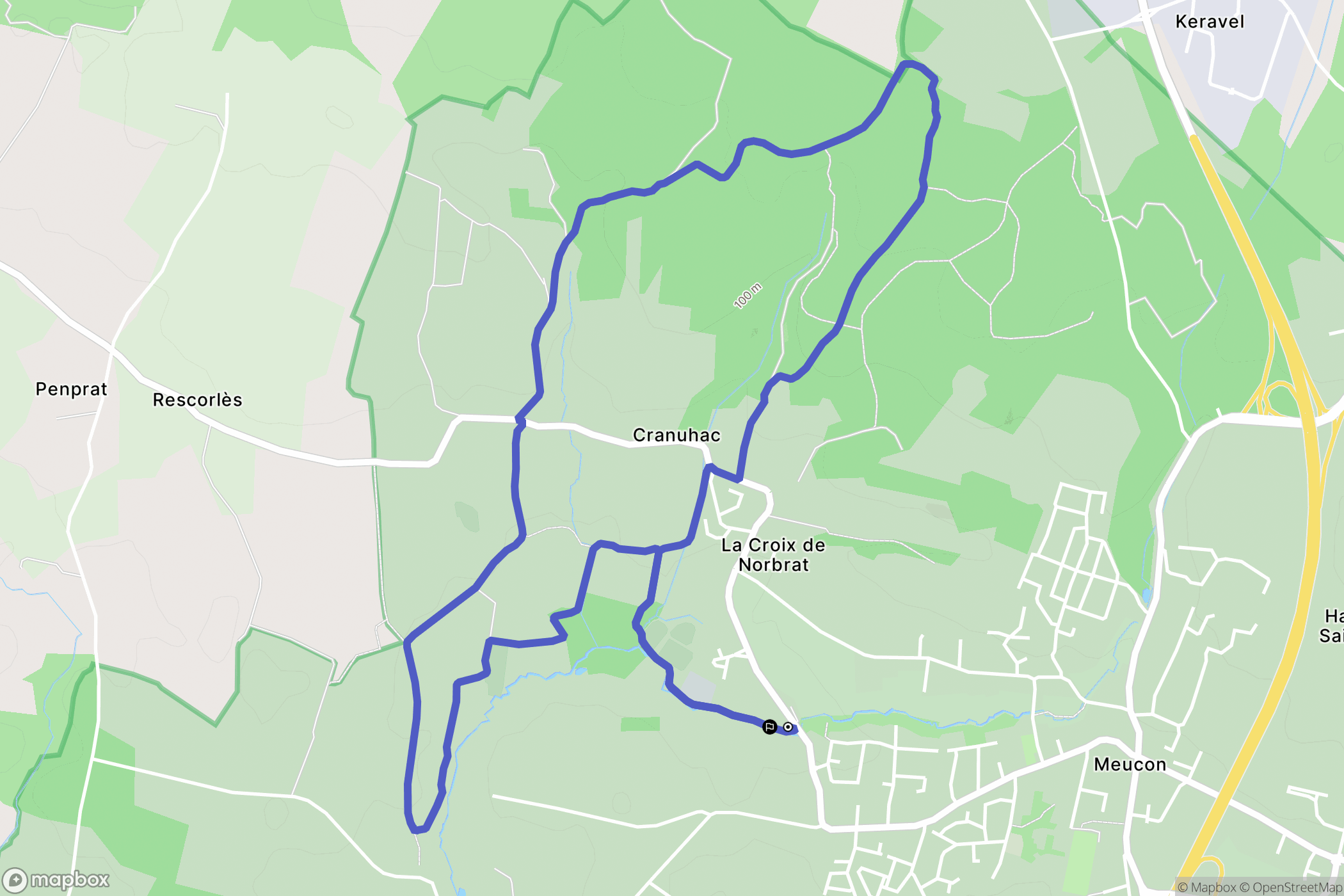 Meucon : carte du parcours de randonnée - France