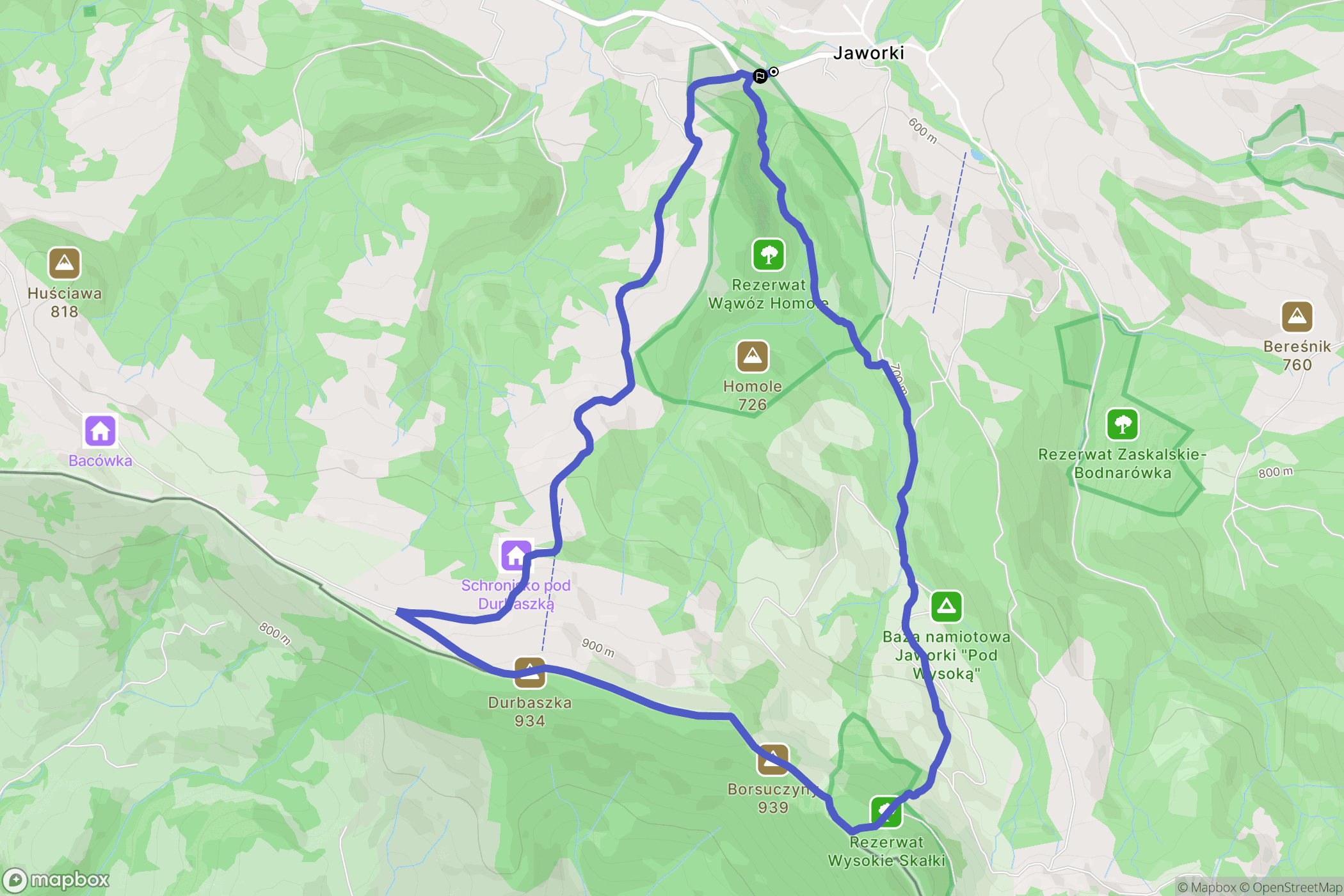 Jaworki: mapa trasy - Poland