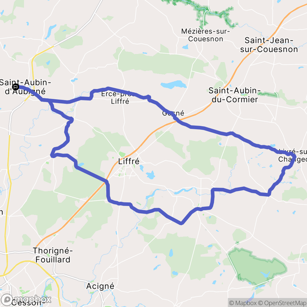 Saint-Aubin-d'Aubigné : carte du parcours de randonnée - France