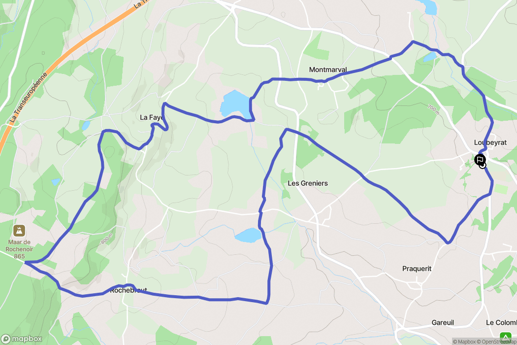 Loubeyrat : carte du parcours de randonnée - France