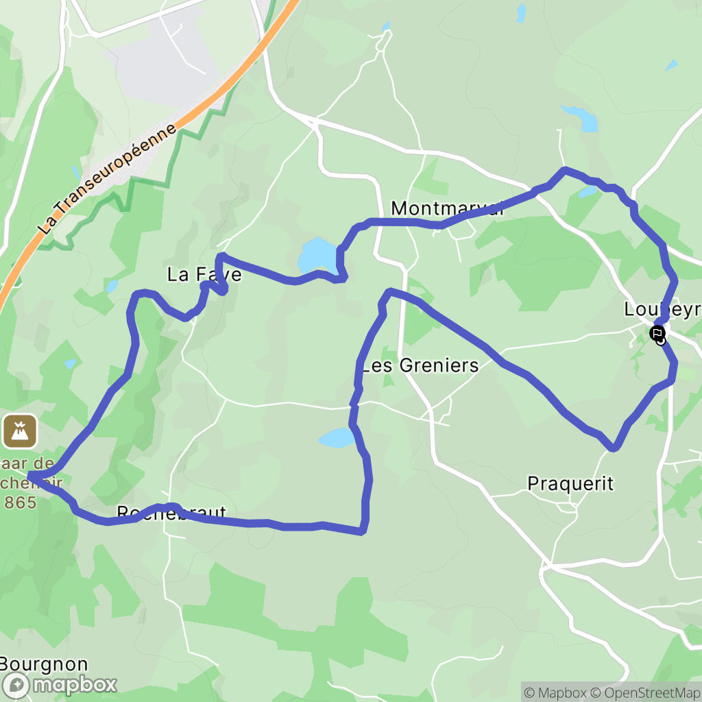 Loubeyrat : carte du parcours de randonnée - France