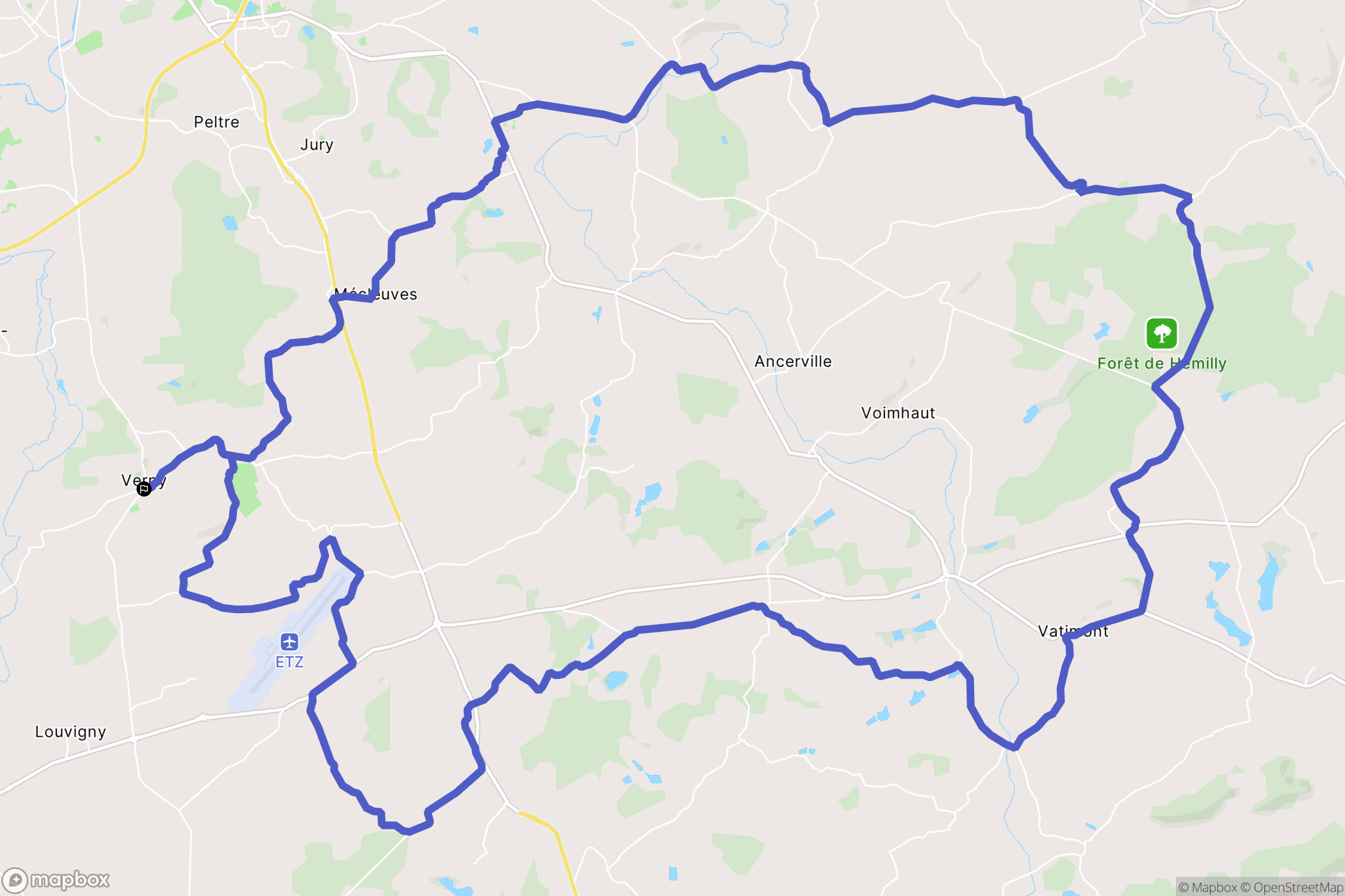 Verny : carte du parcours de randonnée - France