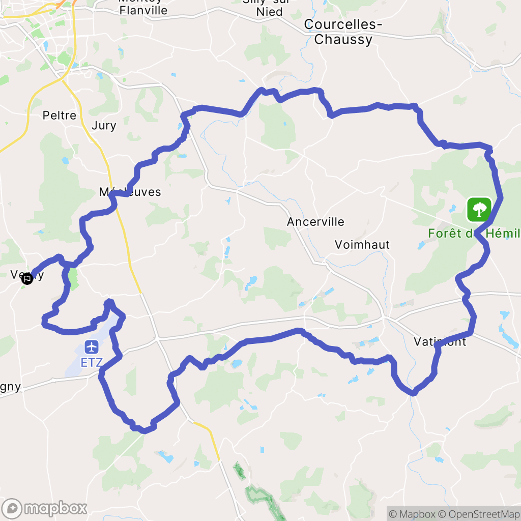 Verny : carte du parcours de randonnée - France