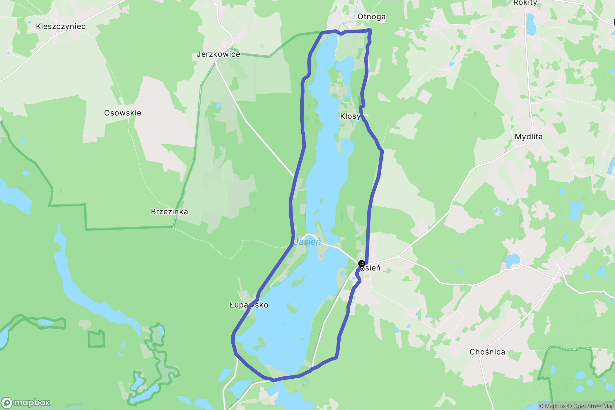 Jasień: mapa trasy - Poland