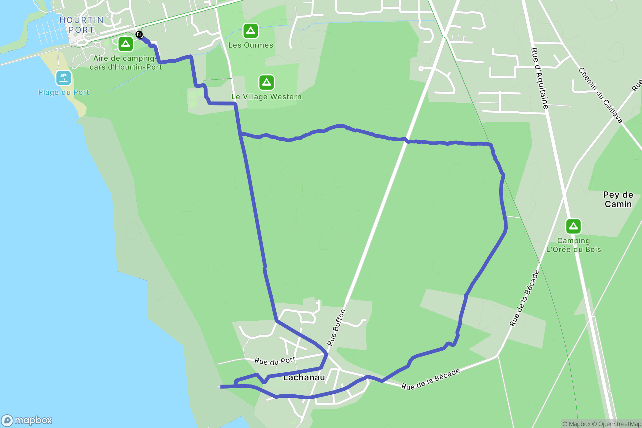 Hourtin : carte du parcours de randonnée - France