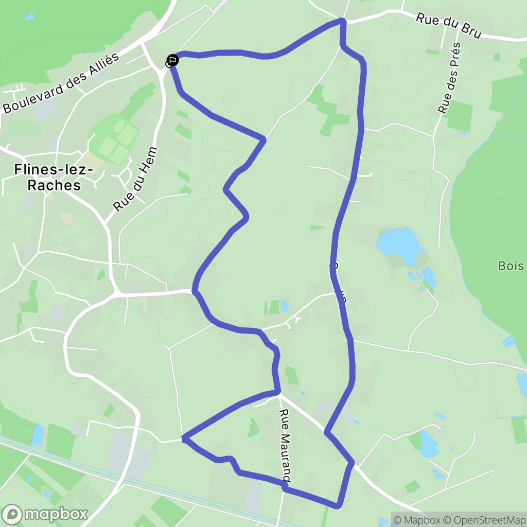 Flines-lez-Raches : carte du parcours de randonnée - France
