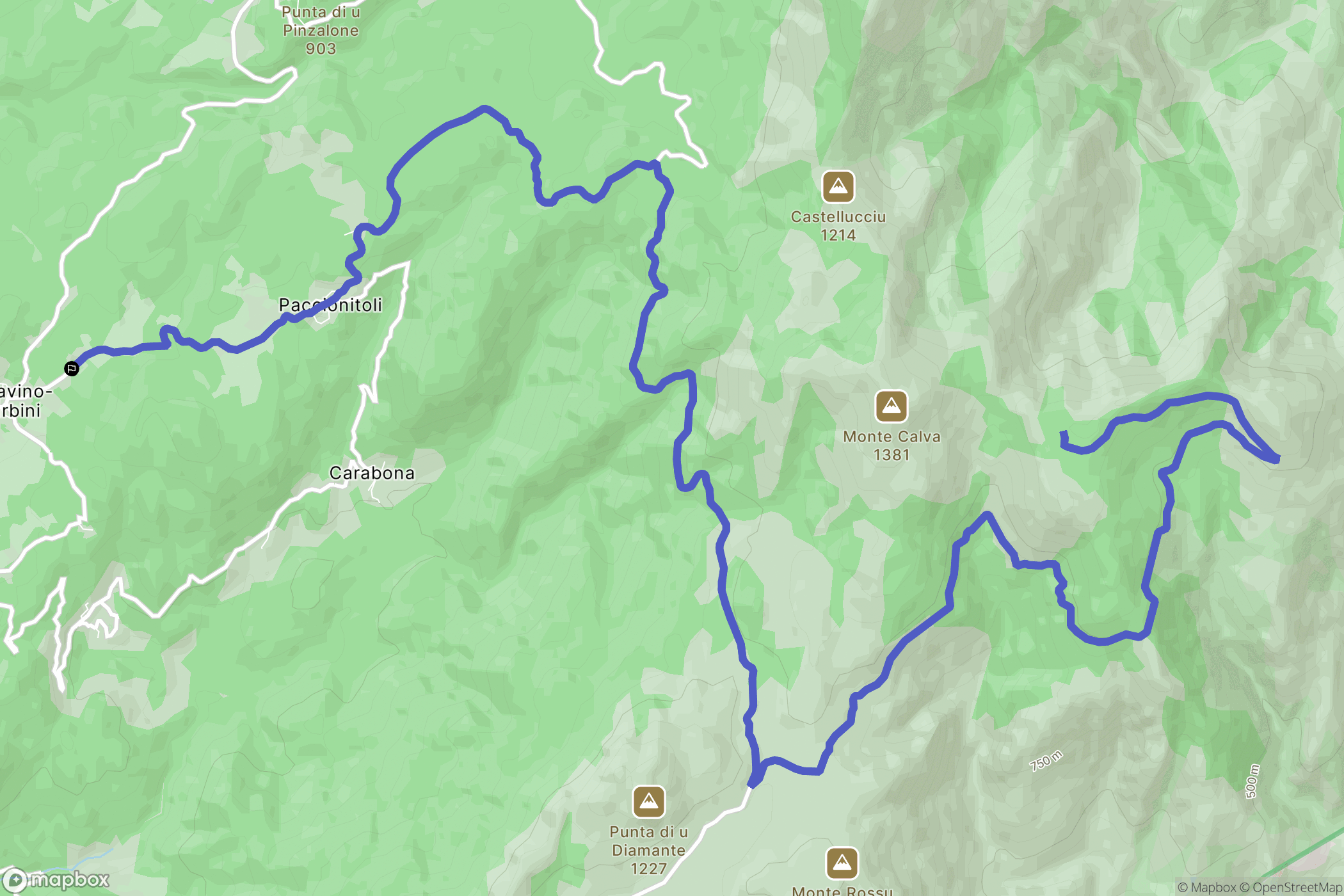 San-Gavino-Di-Carbini : carte du parcours de randonnée - France
