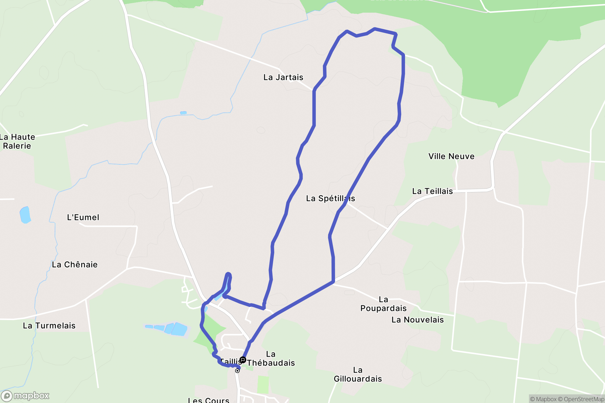 Taillis : carte du parcours de randonnée - France