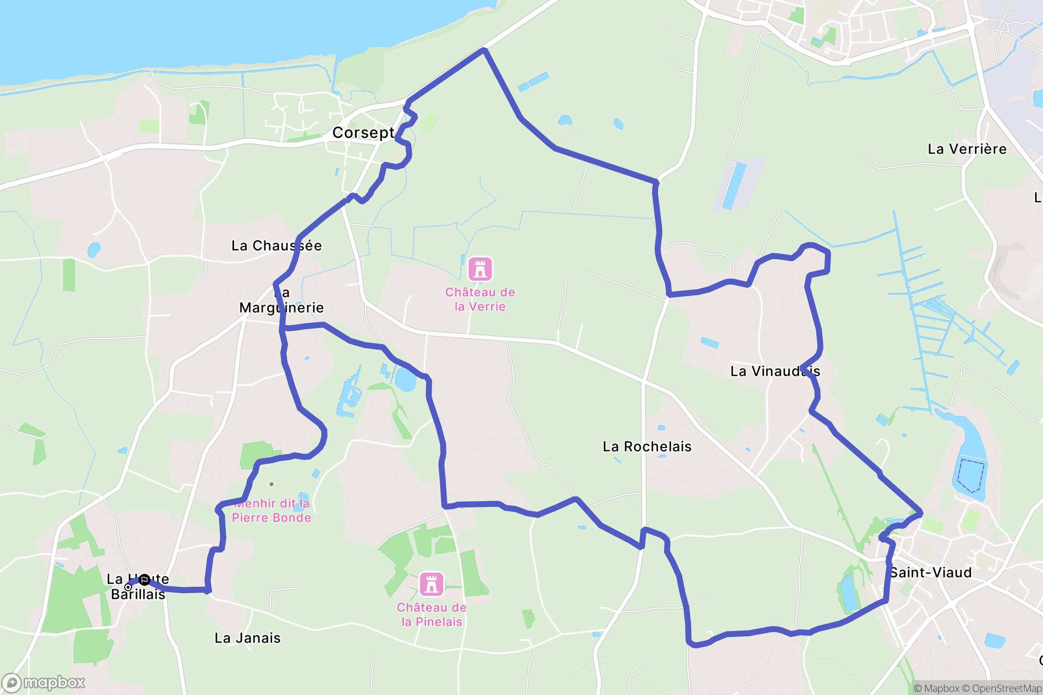 Corsept : carte du parcours de randonnée - France