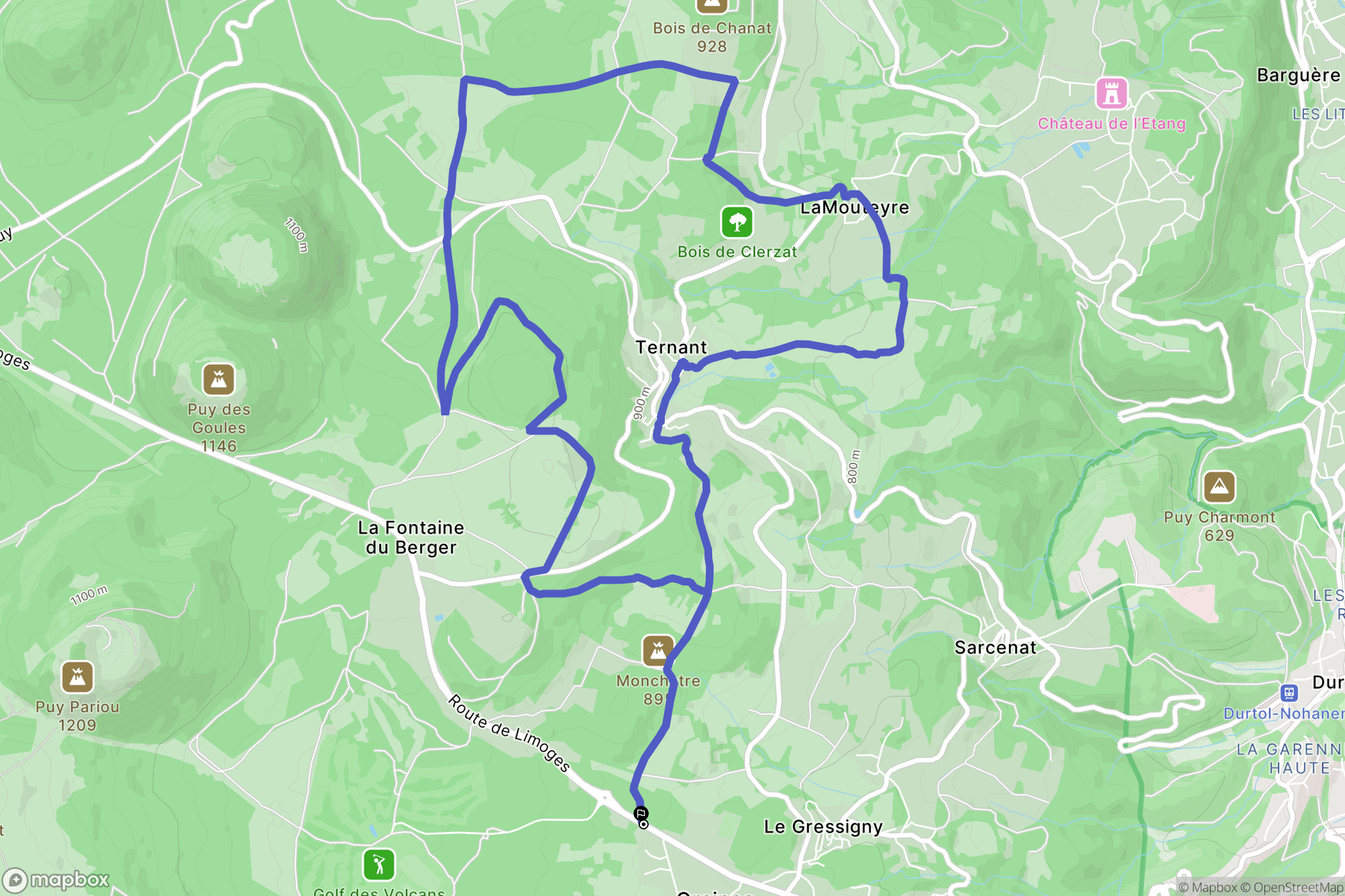 Orcines : carte du parcours de randonnée - France