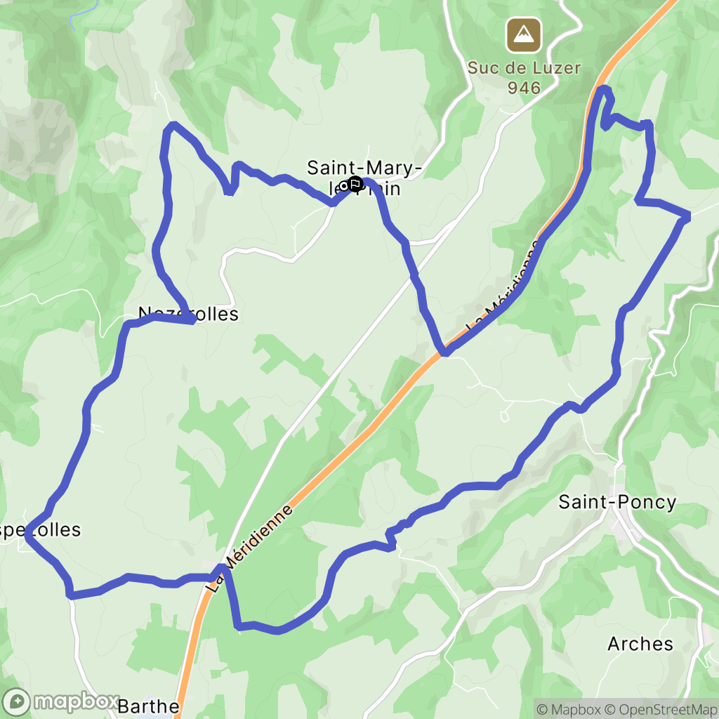 Saint-Mary-le-Plain : carte du parcours de randonnée - France