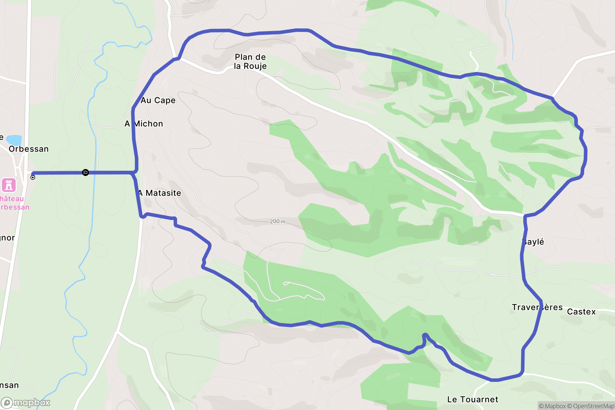 Orbessan : carte du parcours de randonnée - France