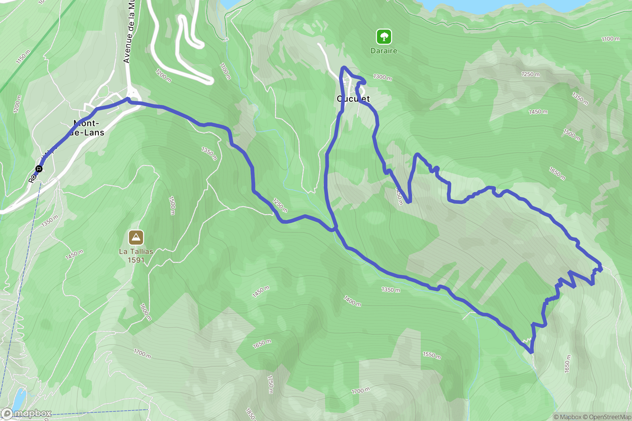 Les Deux Alpes : carte du parcours de randonnée - France