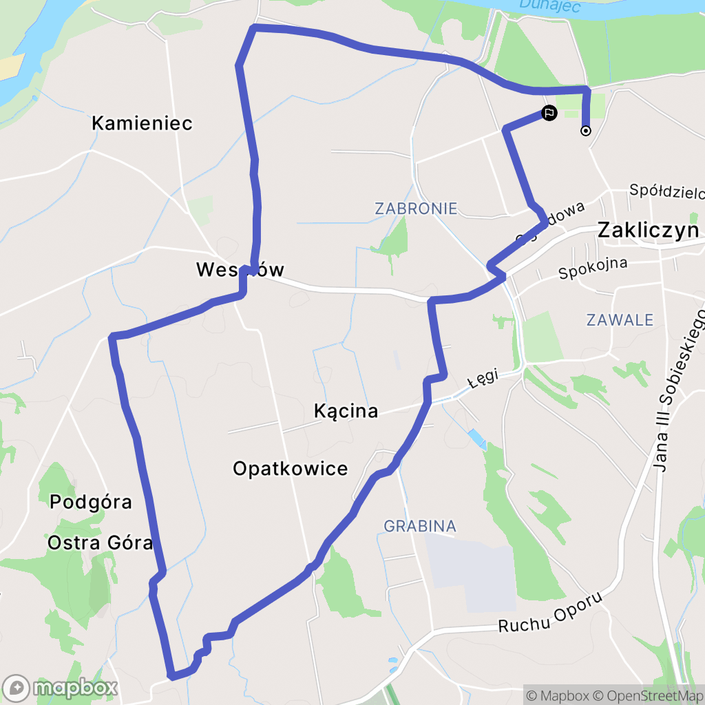 Zakliczyn: mapa trasy - Poland