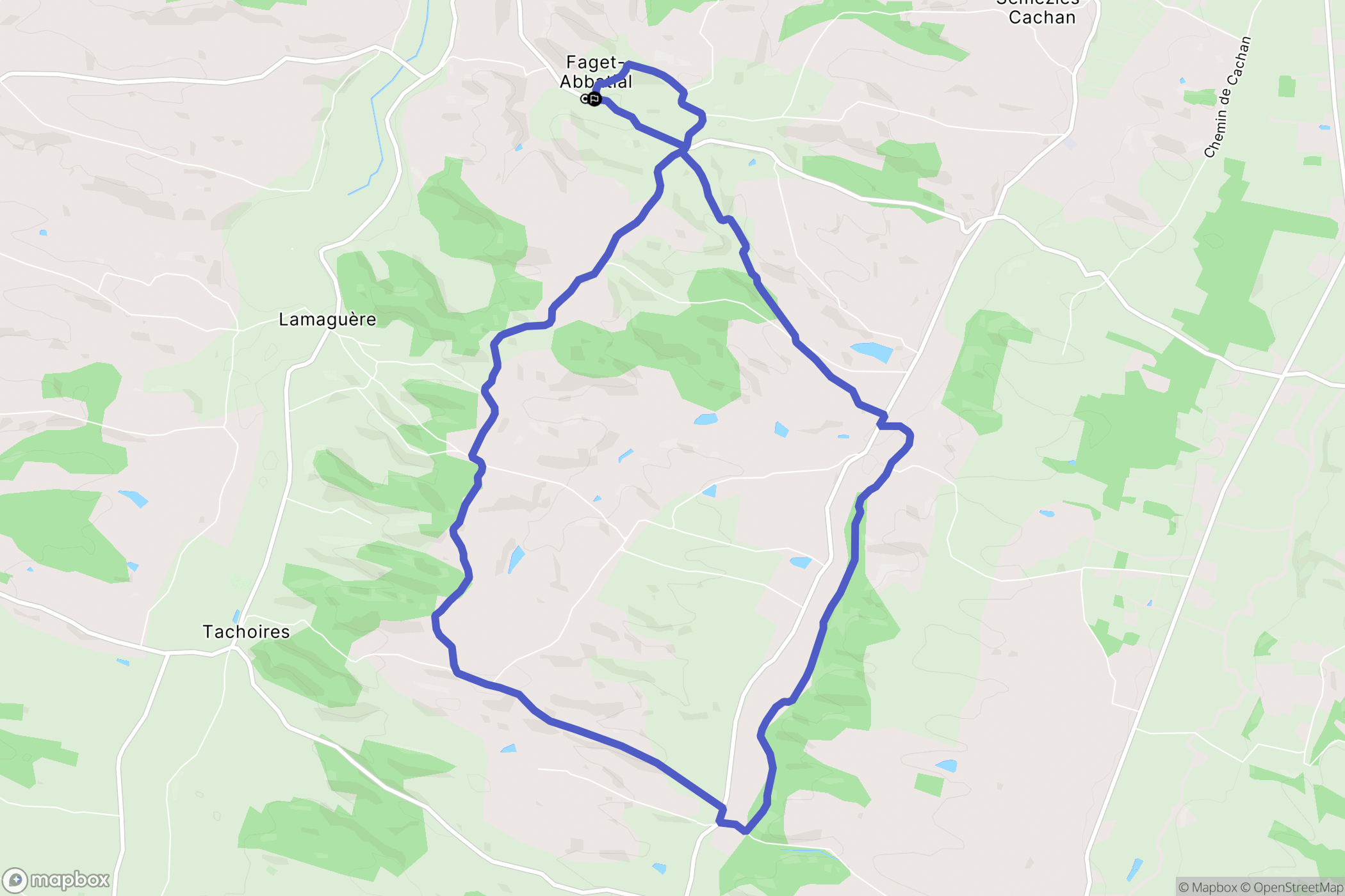 Faget-Abbatial : carte du parcours de randonnée - France