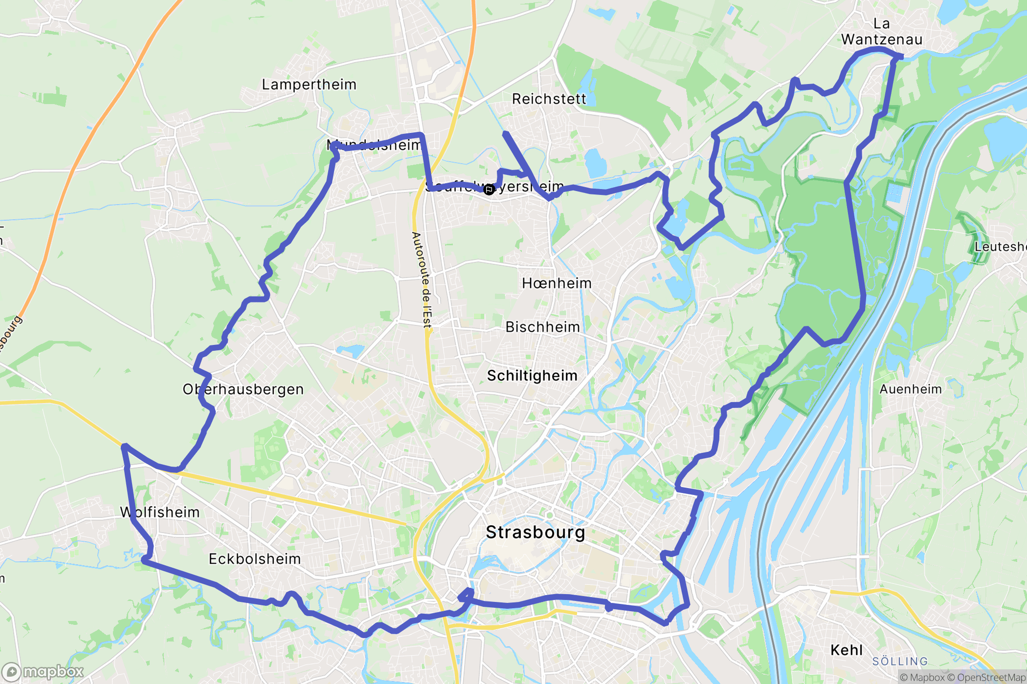 Souffelweyersheim : carte du parcours de randonnée - France
