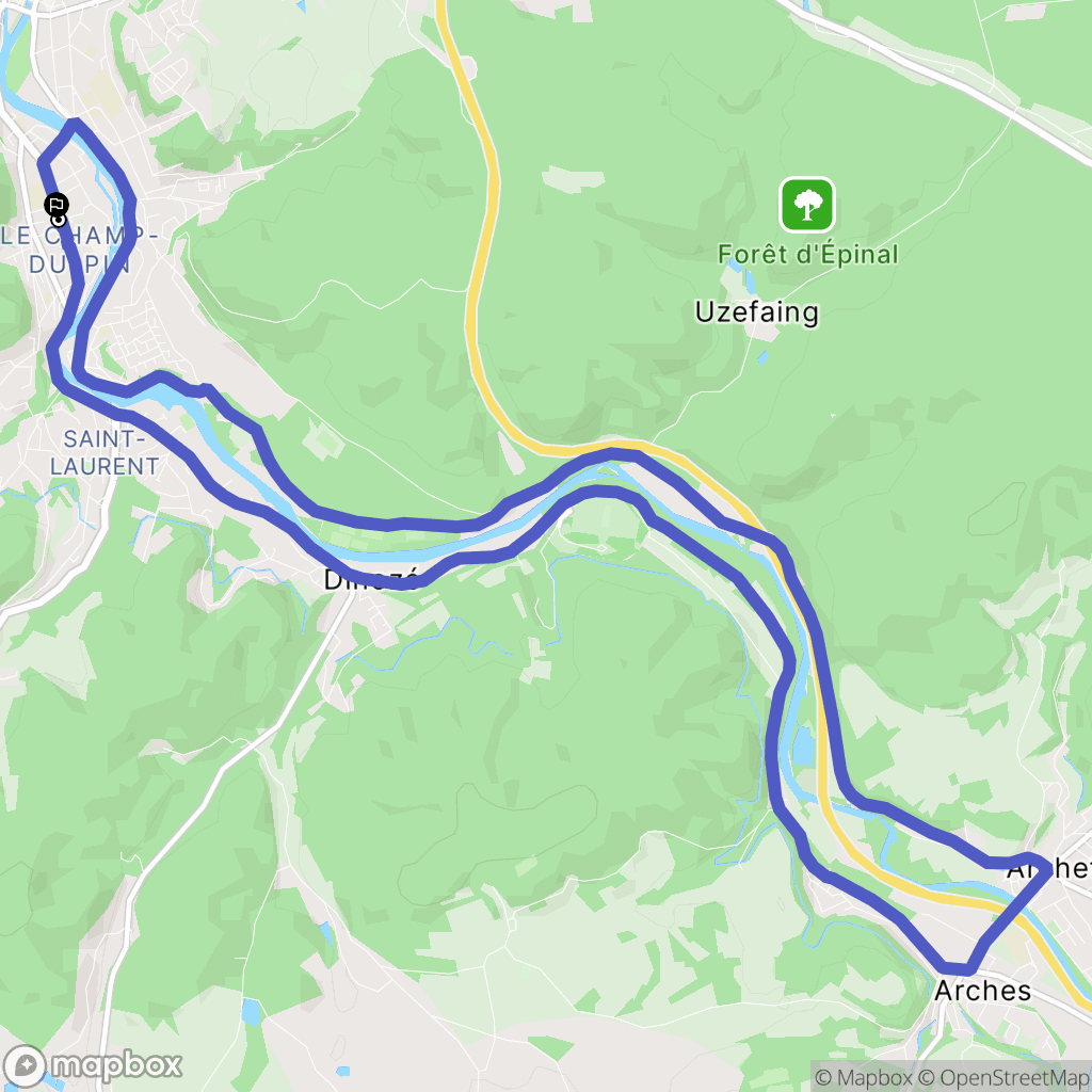 Épinal : carte du parcours de randonnée - France