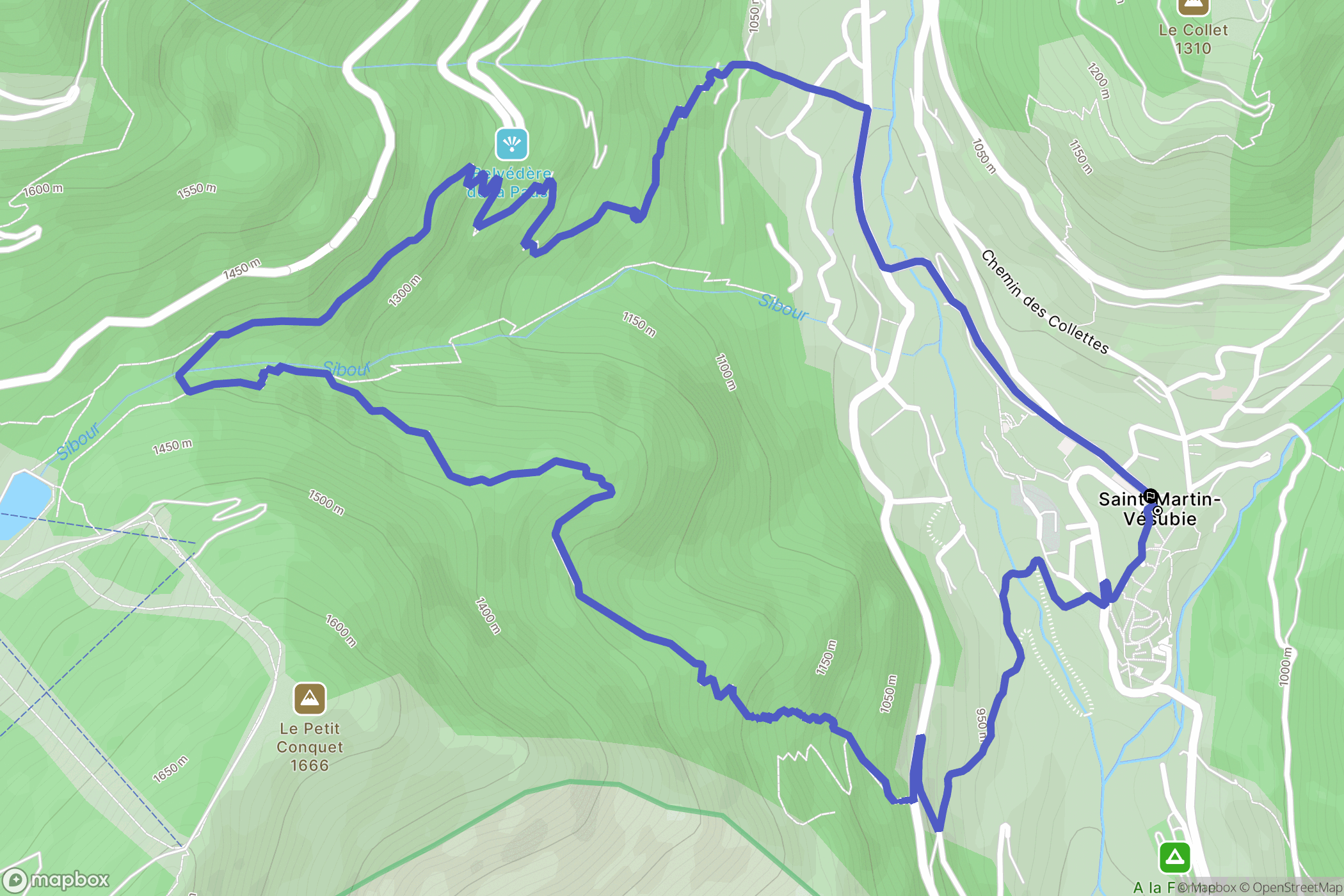 Saint-Martin-Vésubie : carte du parcours de randonnée - France
