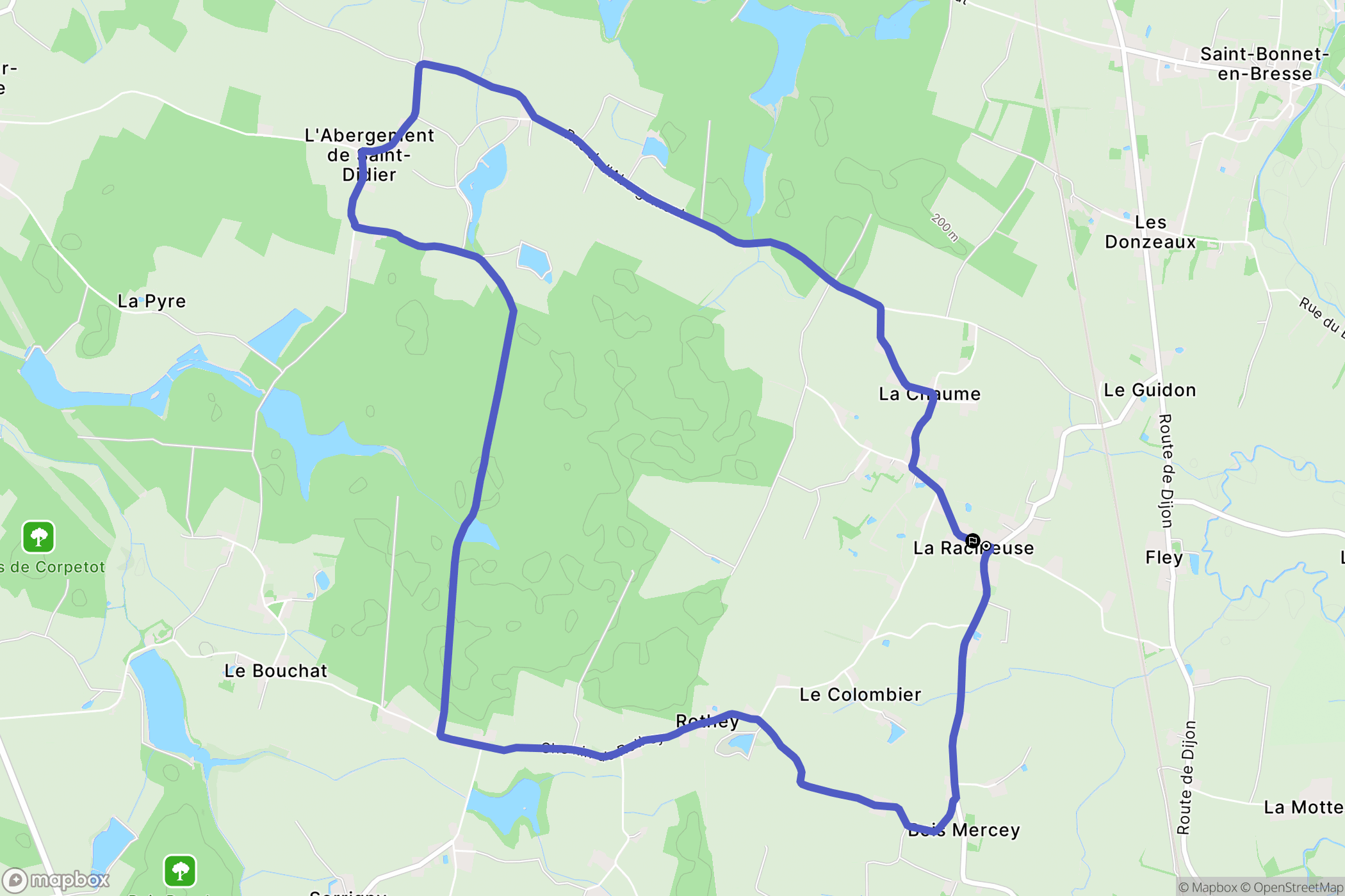 La Racineuse : carte du parcours de randonnée - France