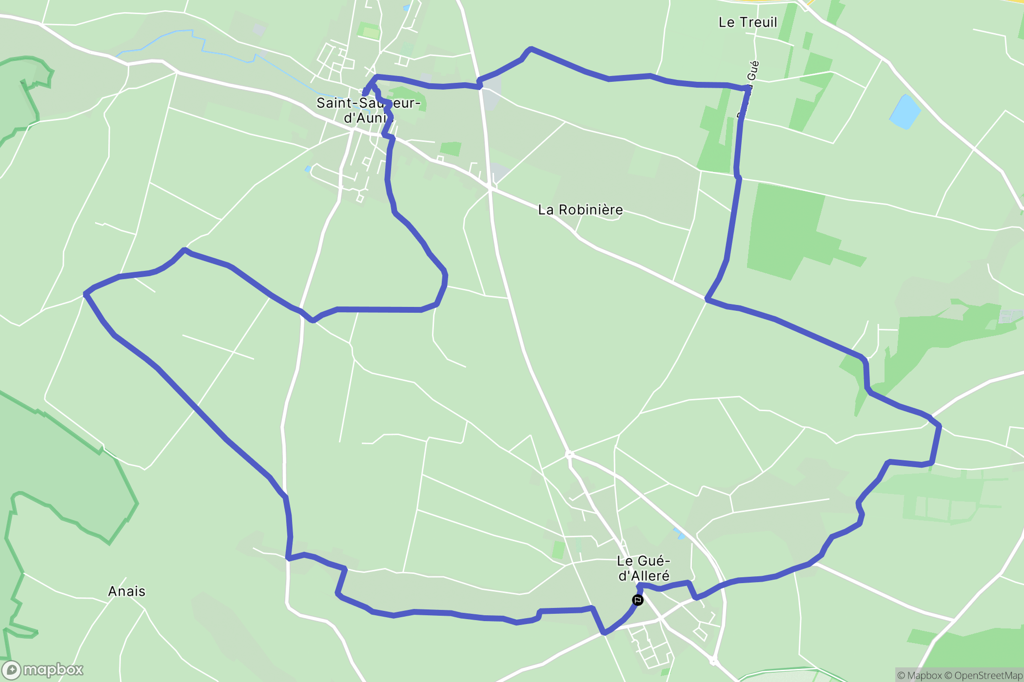 Le Gué-d'Alleré : carte du parcours de randonnée - France