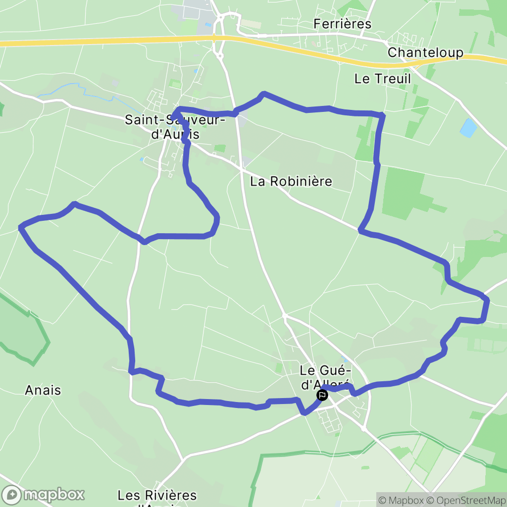 Le Gué-d'Alleré : carte du parcours de randonnée - France
