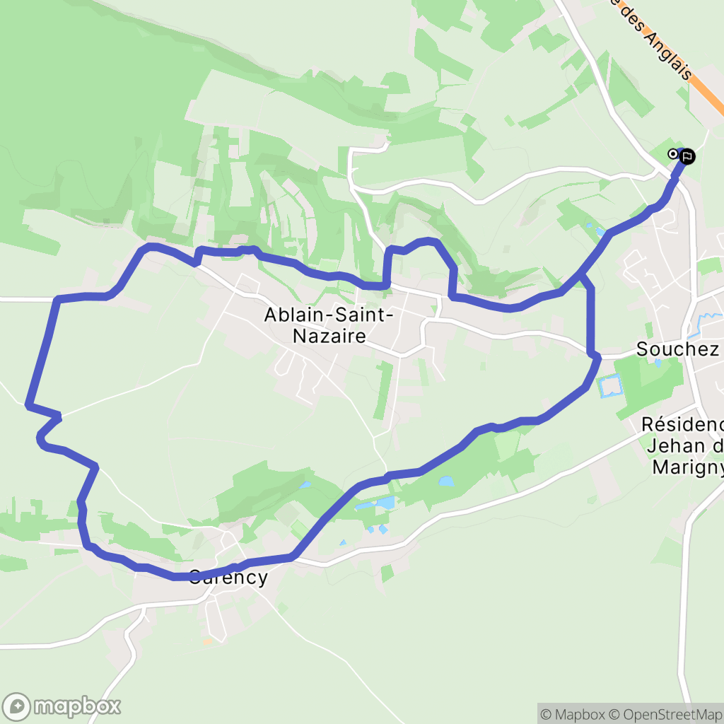 Souchez : carte du parcours de randonnée - France