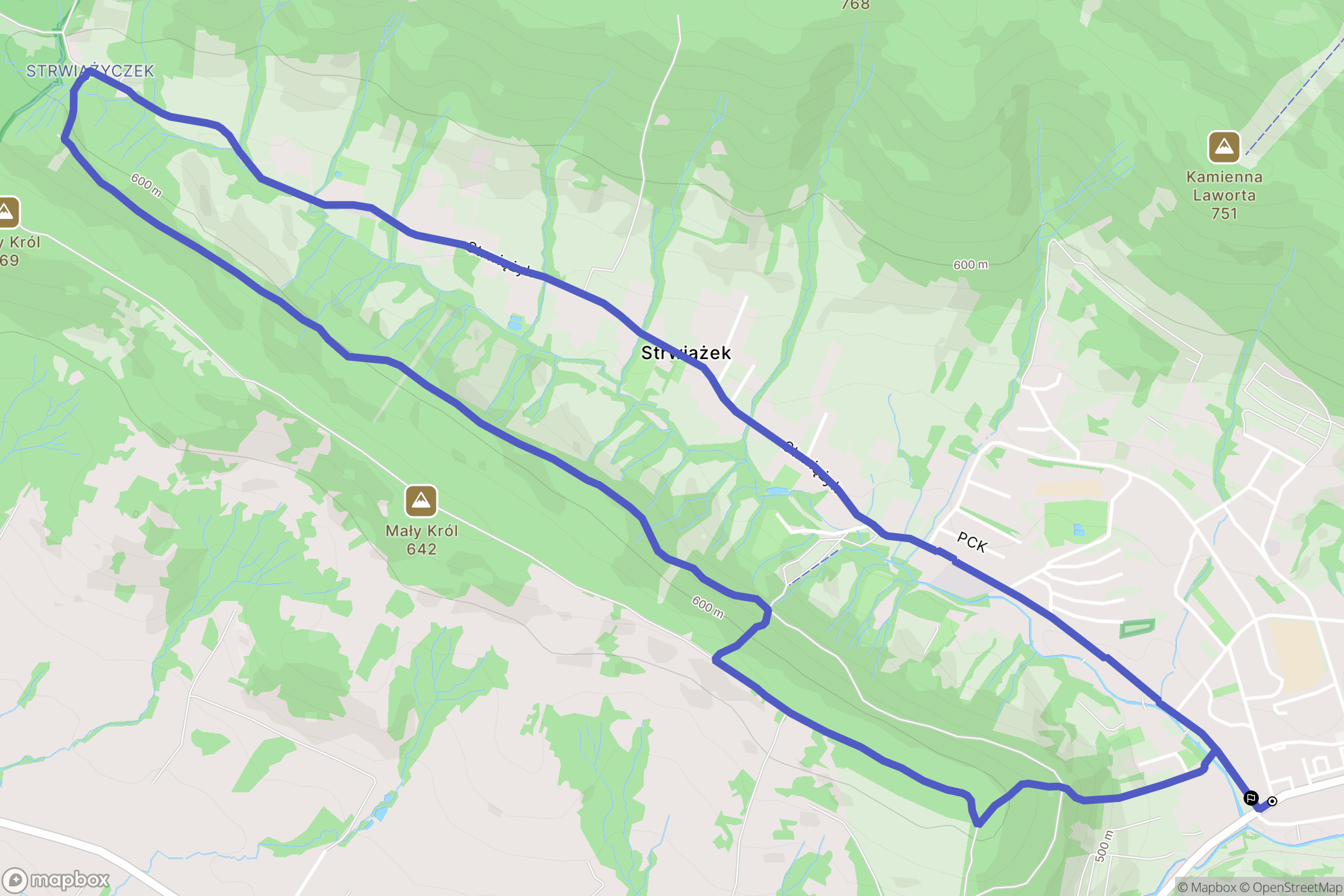 Ustrzyki Dolne: mapa trasy - Poland