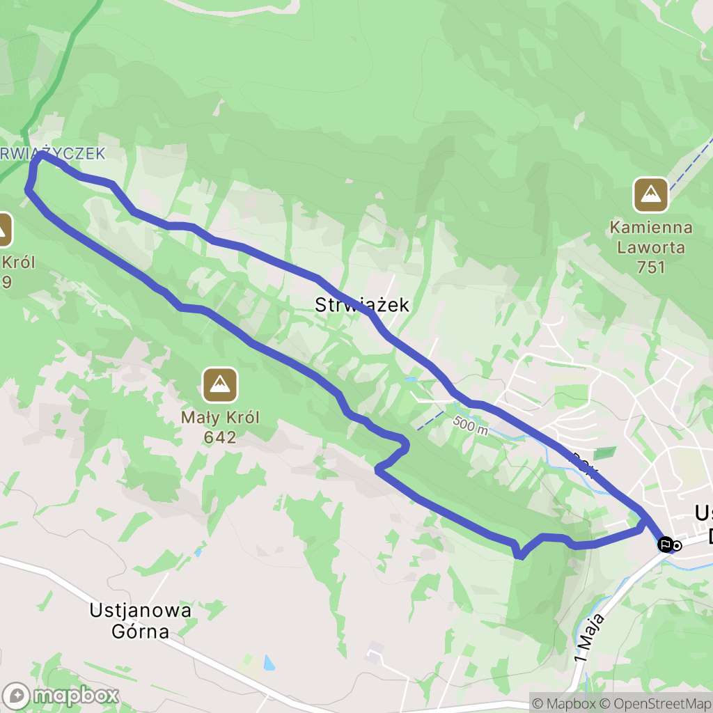 Ustrzyki Dolne: mapa trasy - Poland
