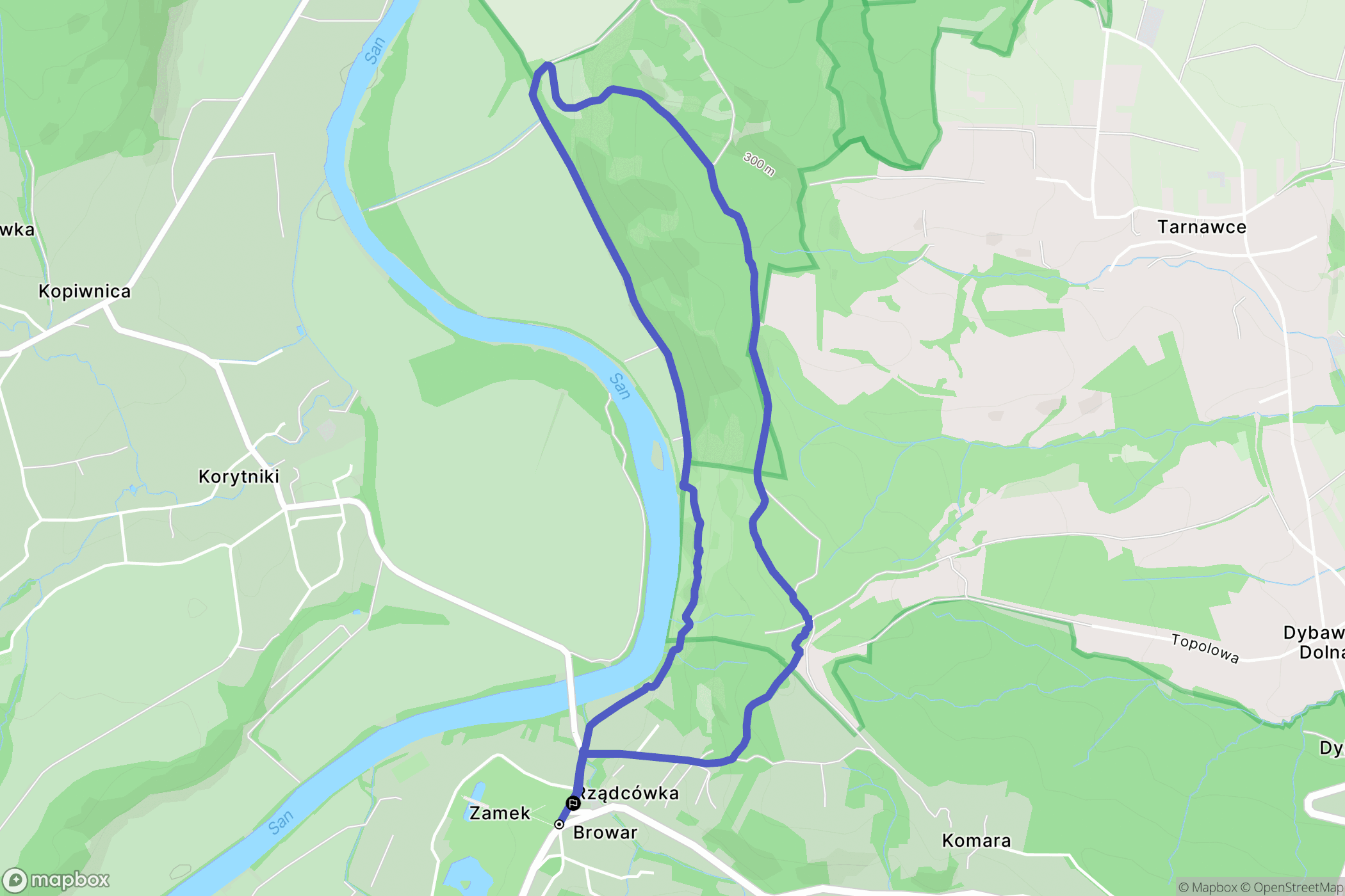 Krasiczyn: mapa trasy - Poland
