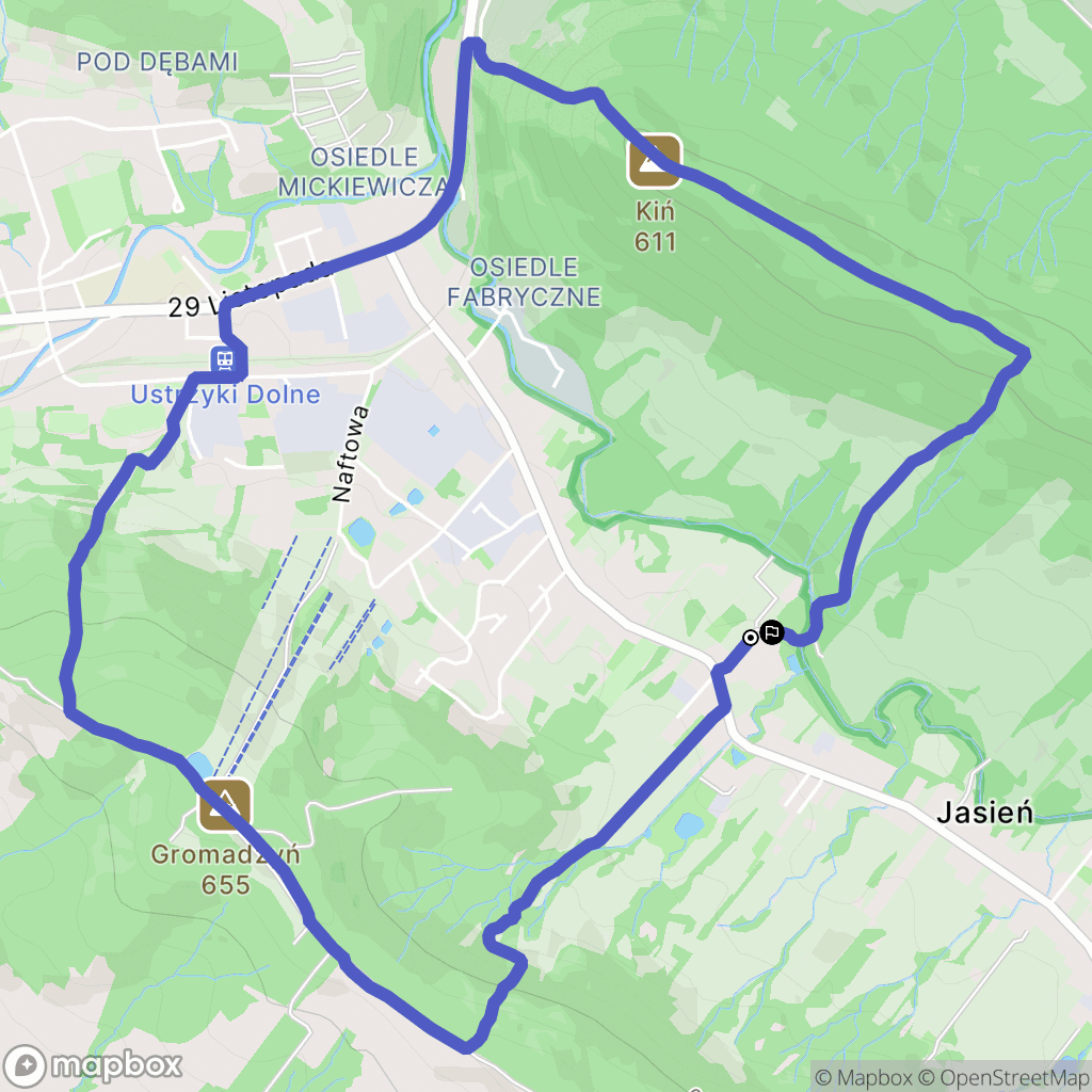 Ustrzyki Dolne: mapa trasy - Poland