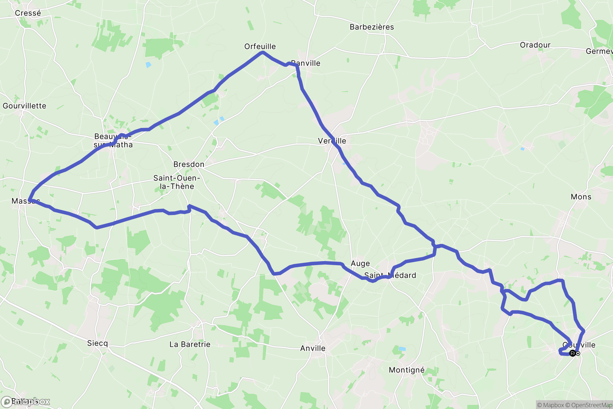 Rouillac : carte du parcours de randonnée - France