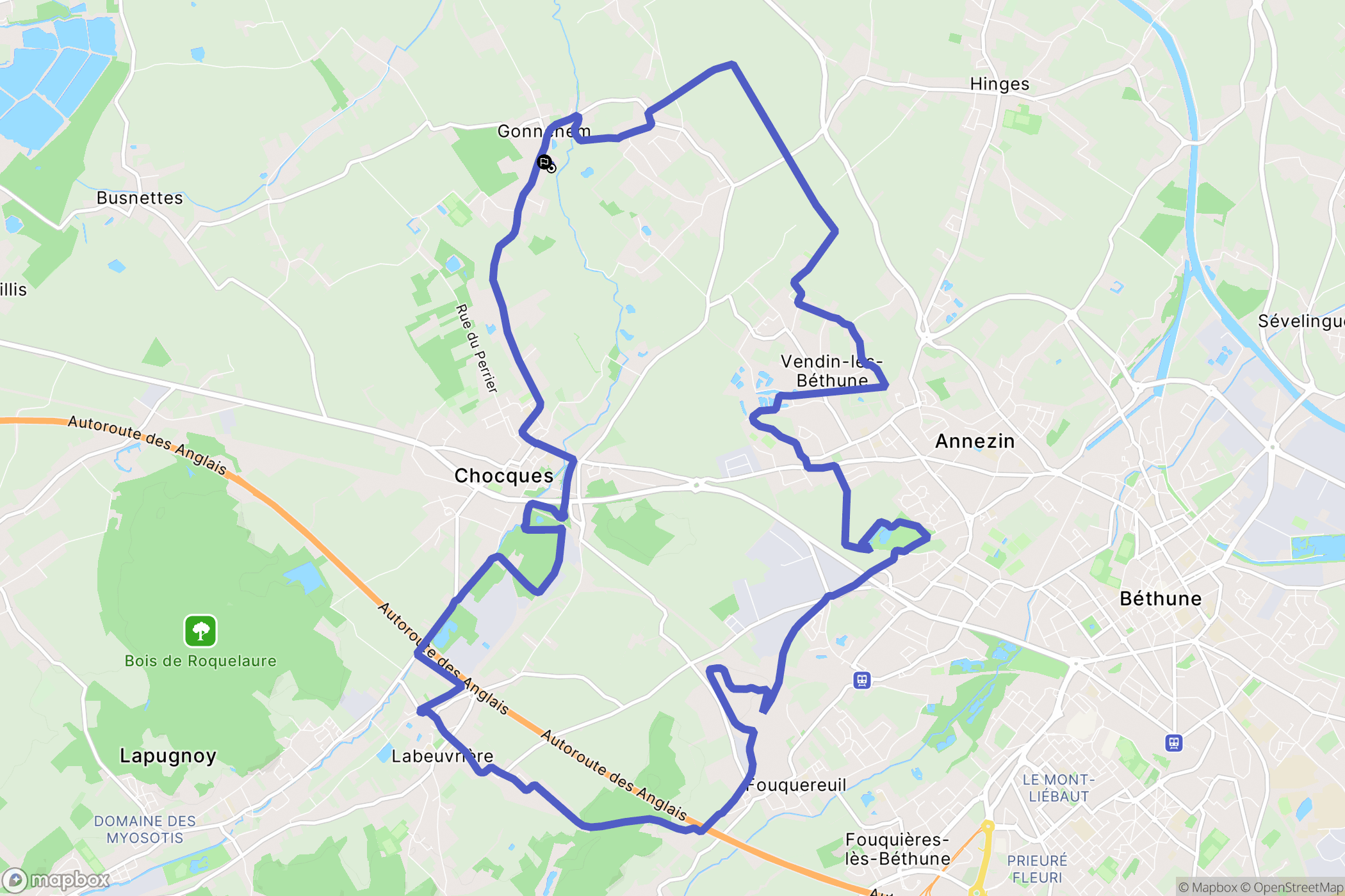 Gonnehem : carte du parcours de randonnée - France