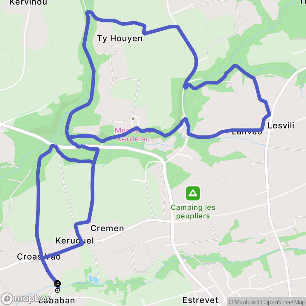 Pouldreuzic : carte du parcours de randonnée - France