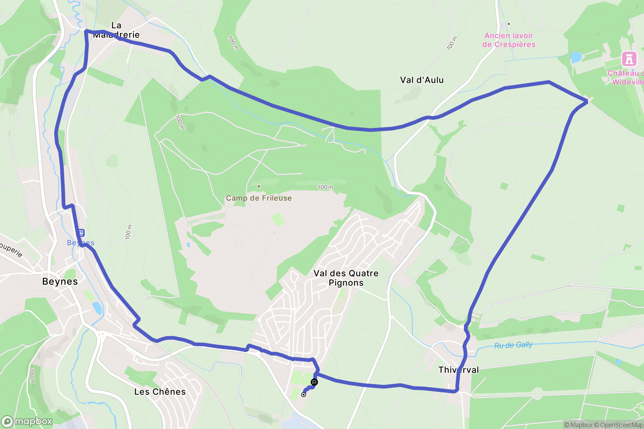 Beynes : carte du parcours de randonnée - France