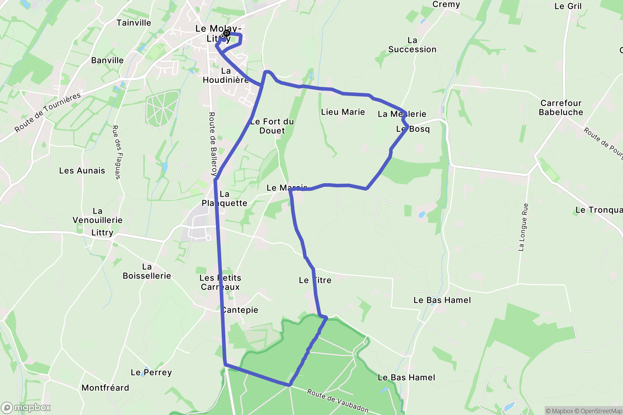 Le Molay-Littry : carte du parcours de randonnée - France