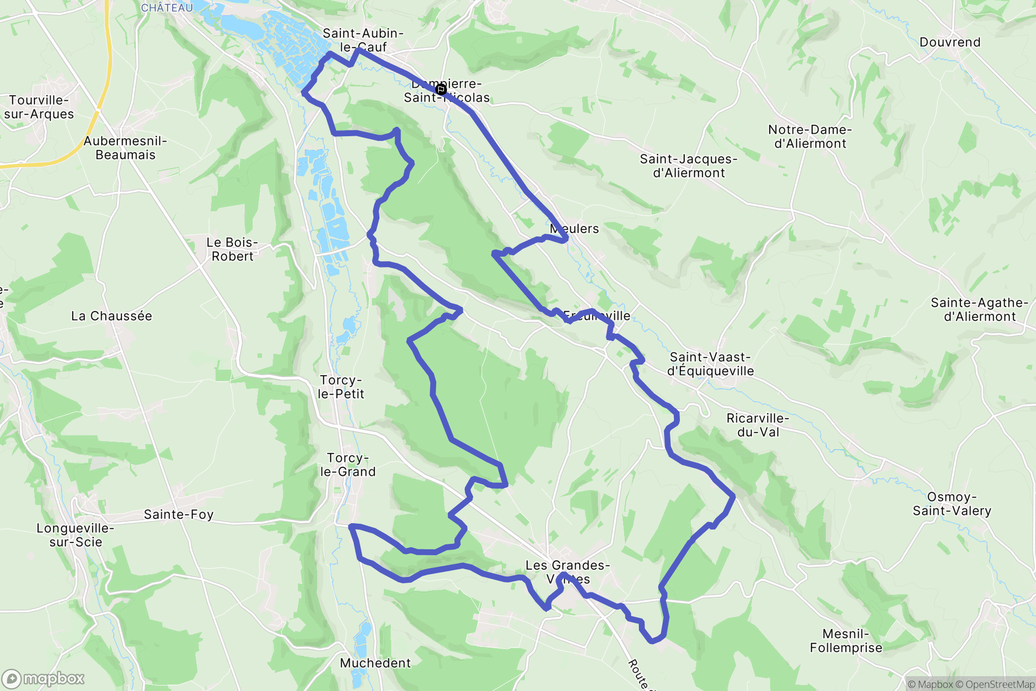 Dampierre-Saint-Nicolas : carte du parcours de randonnée - France