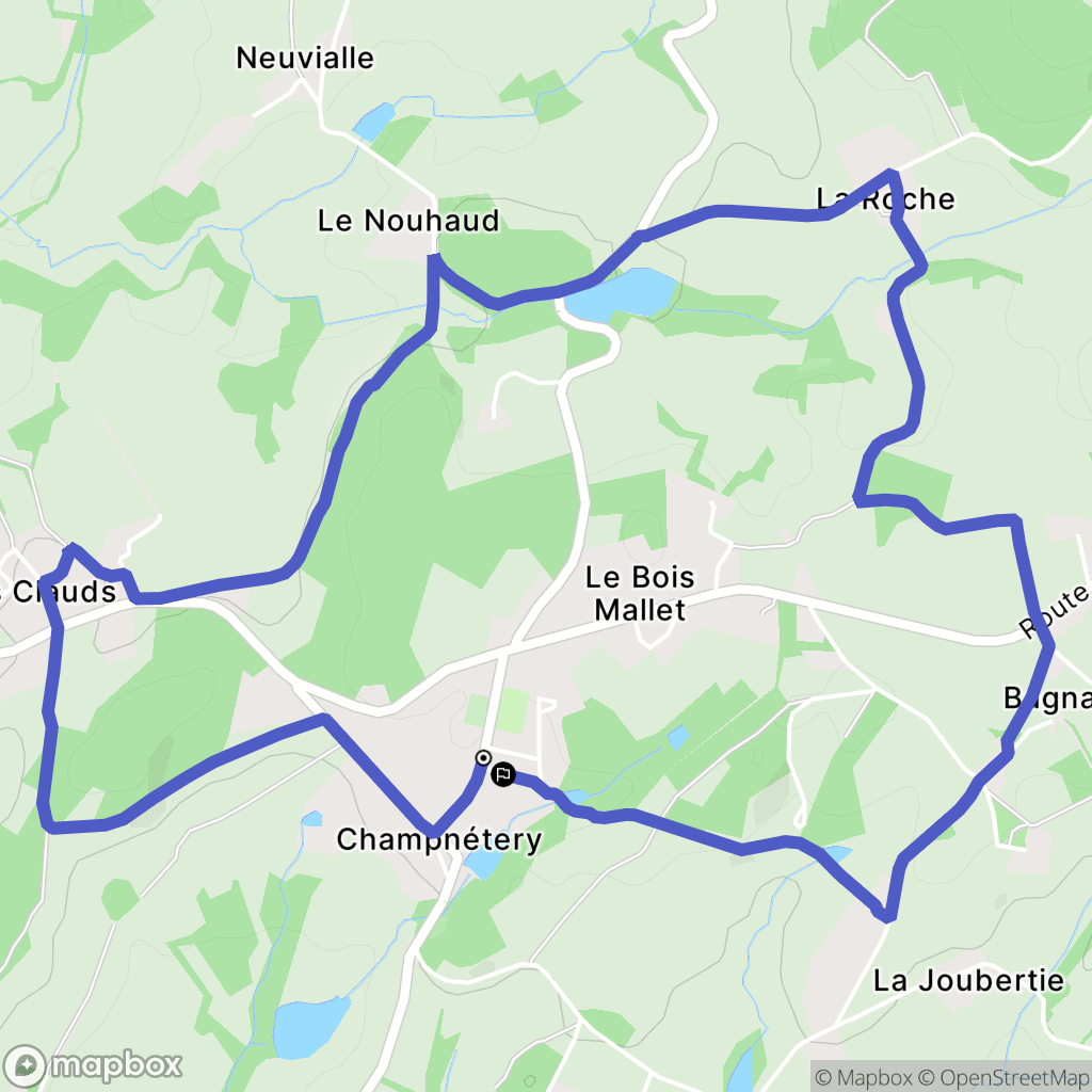 Champnétery : carte du parcours de randonnée - France