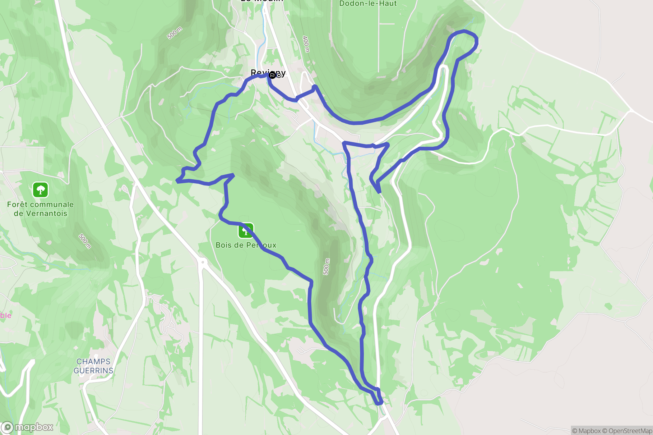 Revigny : carte du parcours de randonnée - France
