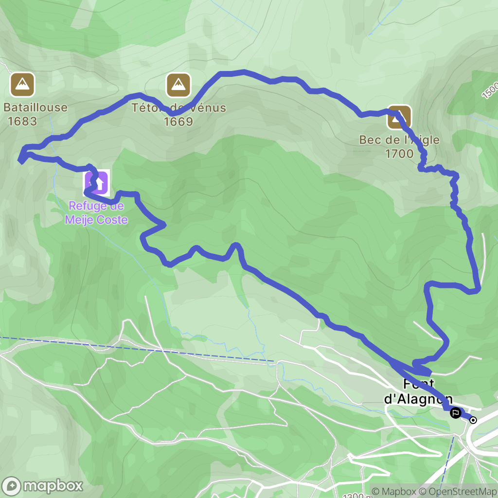 Laveissière : carte du parcours de randonnée - France