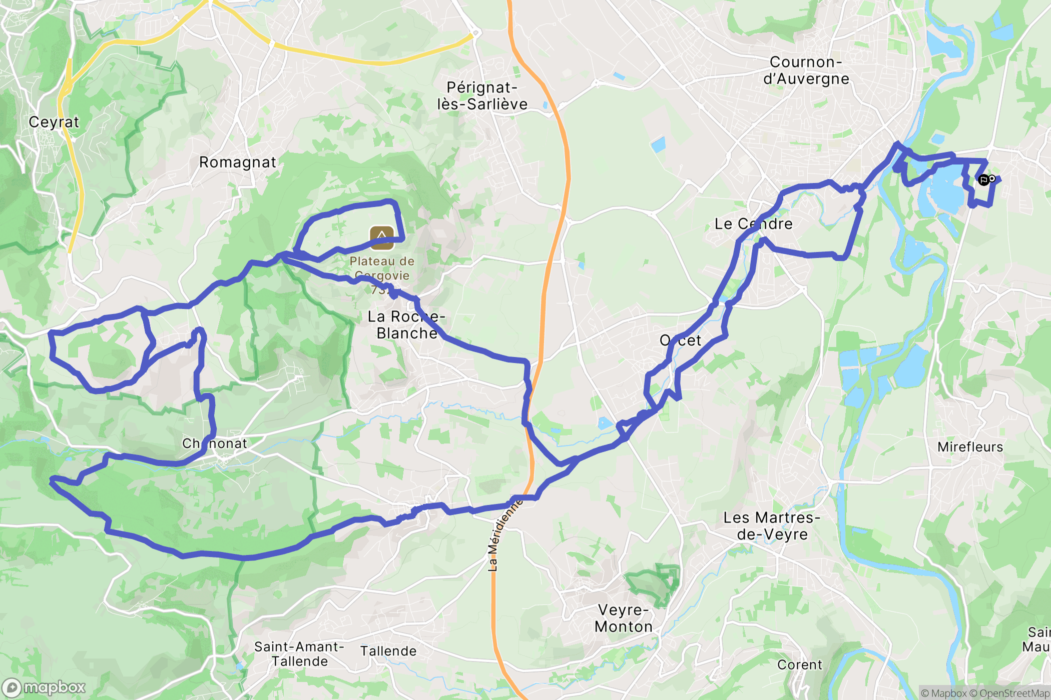 Pérignat-sur-Allier : carte du parcours de randonnée - France