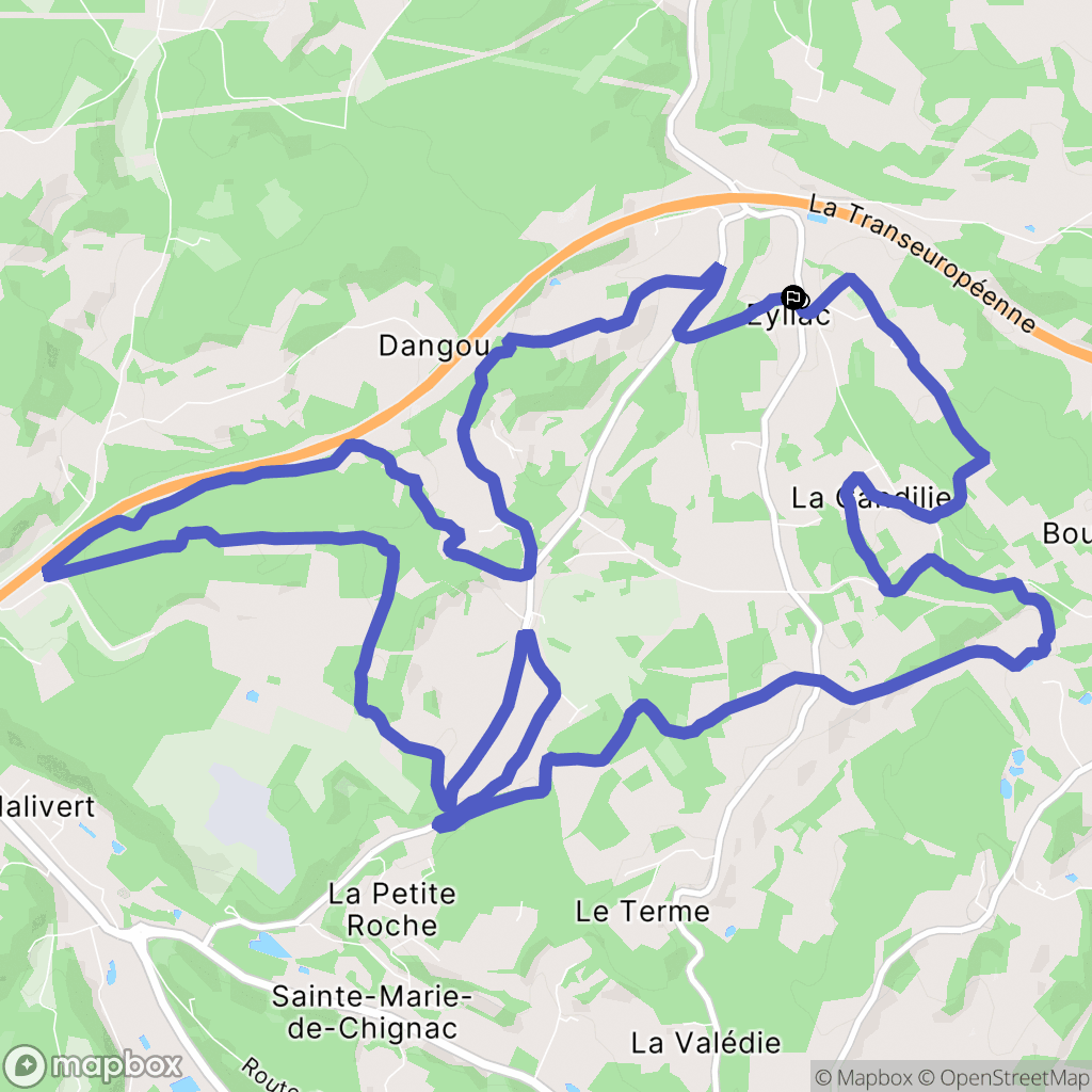 Bassillac et Auberoche : carte du parcours de randonnée - France