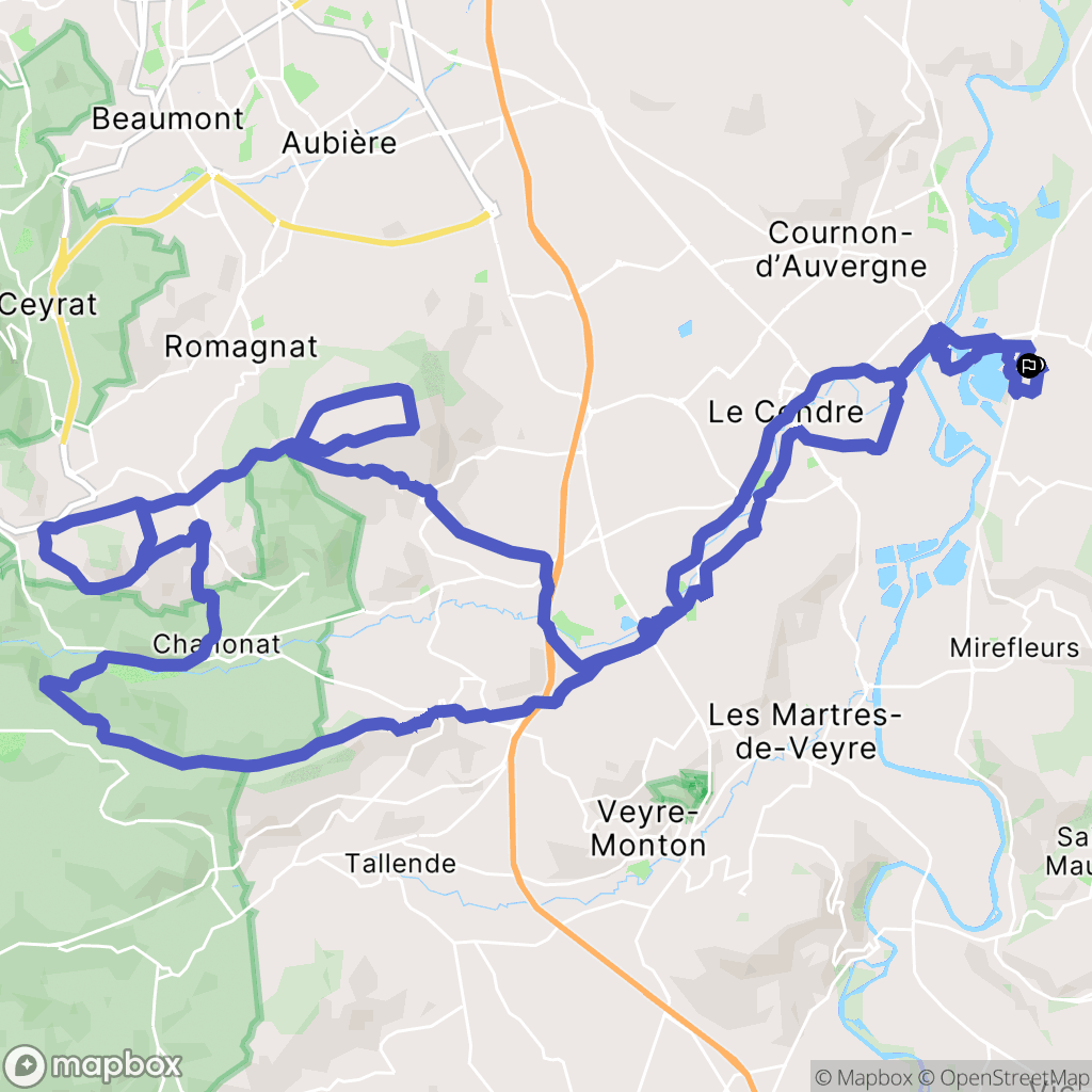 Pérignat-sur-Allier : carte du parcours de randonnée - France