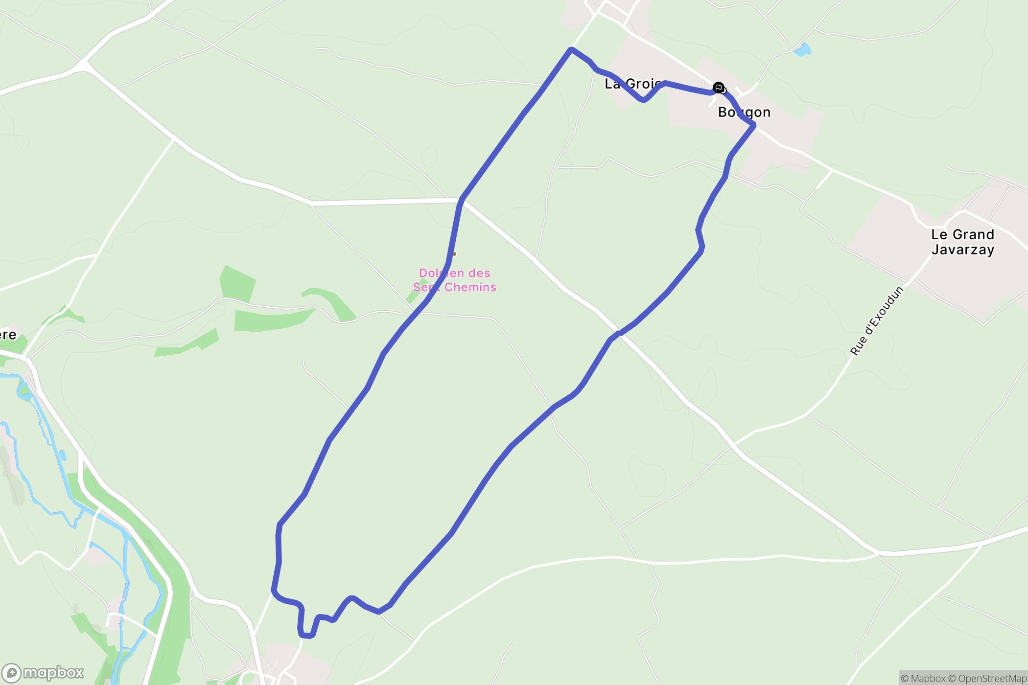 Bougon : carte du parcours de randonnée - France
