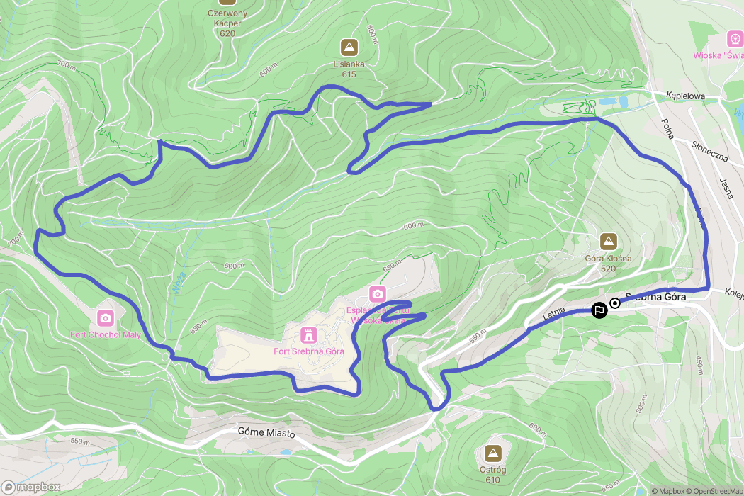 Srebrna Góra: mapa trasy - Poland